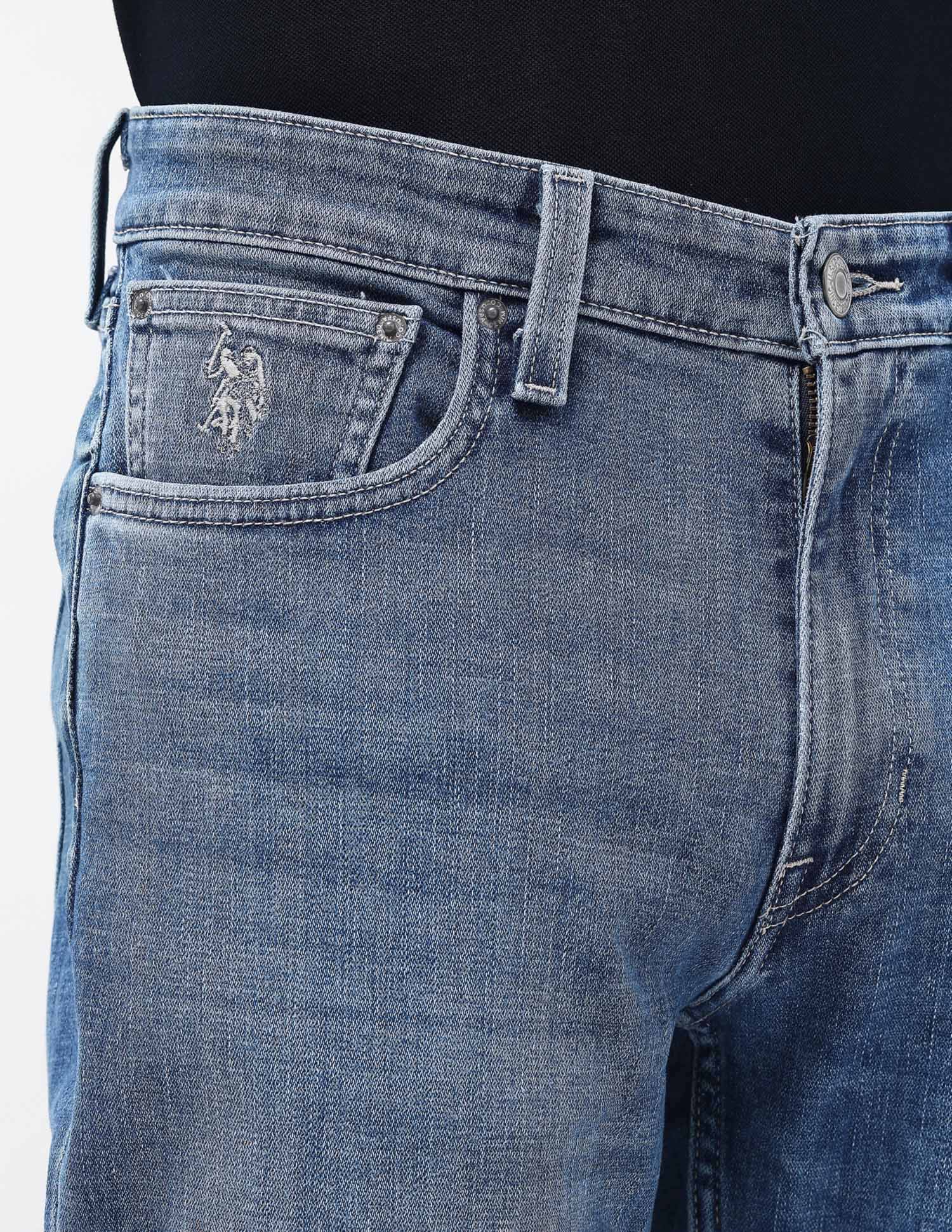 Harold Slim Straight Fit Blue Jeans Mid Blue - U.S. POLO ASSN. | Large