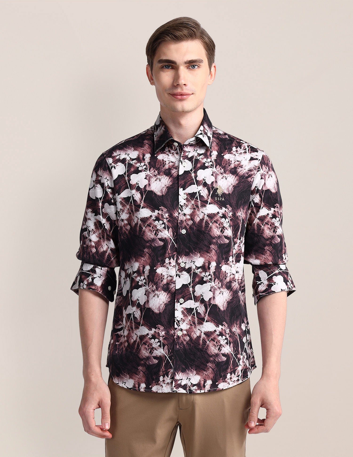 Tailored Fit Floral Print Shirt Red - U.S. Polo Assn. India | Large