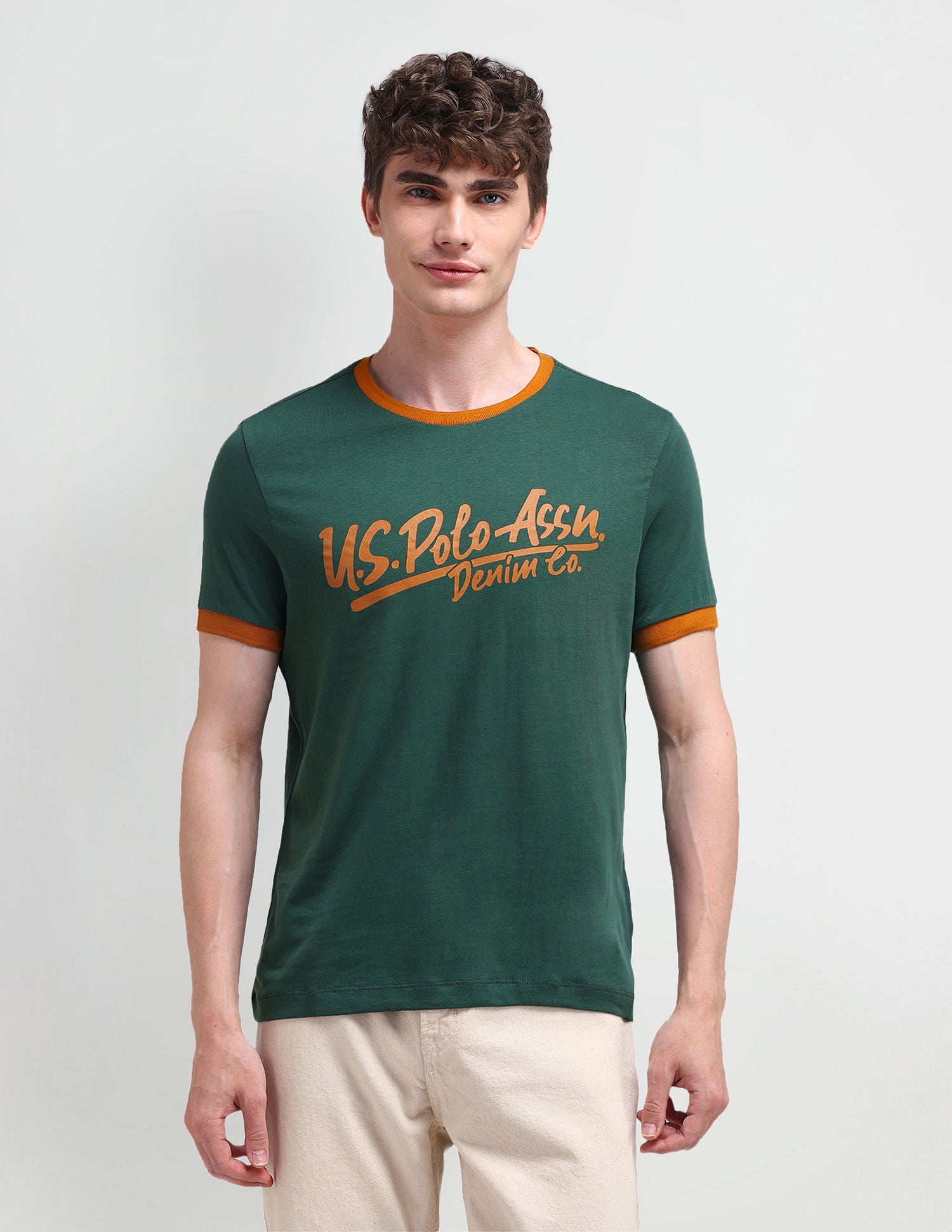 Muscle Fit Typography T-Shirt Brown - U.S. Polo Assn. India | Large