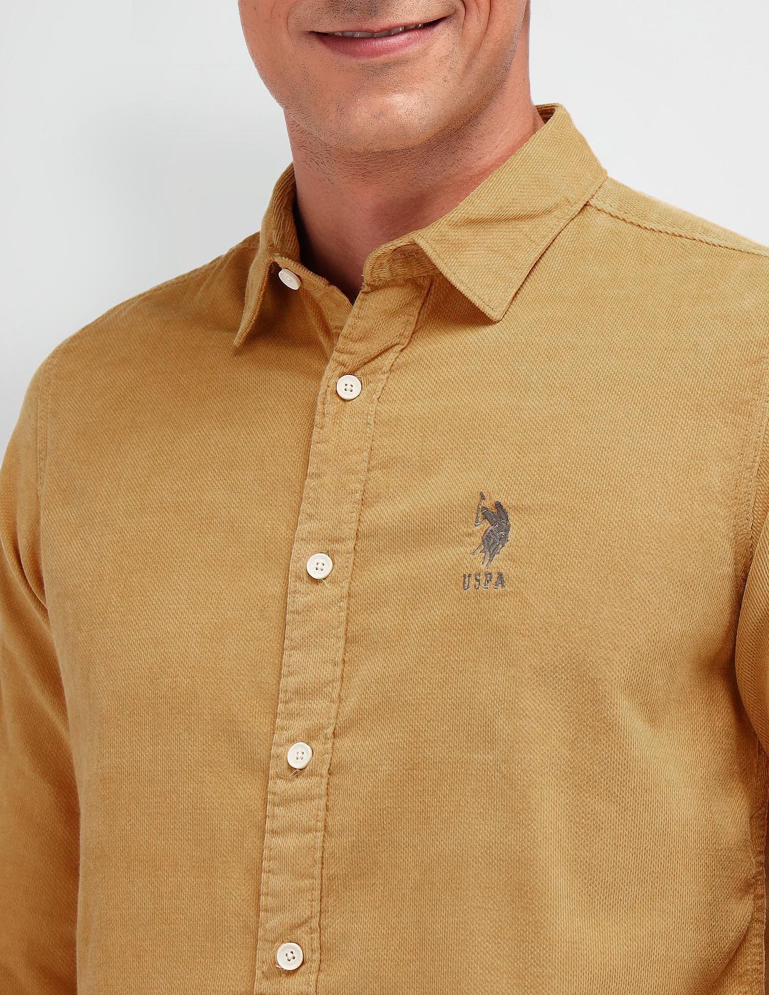 Slim Fit Dobby Shirt Mustard - U.S. Polo Assn. India | Large