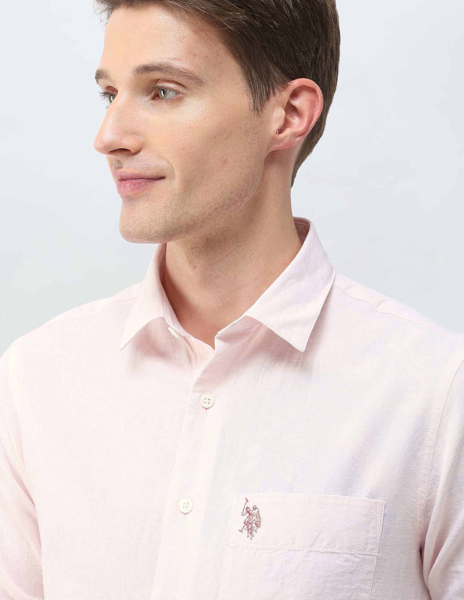 Pacho X Solid Regular Fit Shirt Pink - U.S. Polo Assn. India | Large