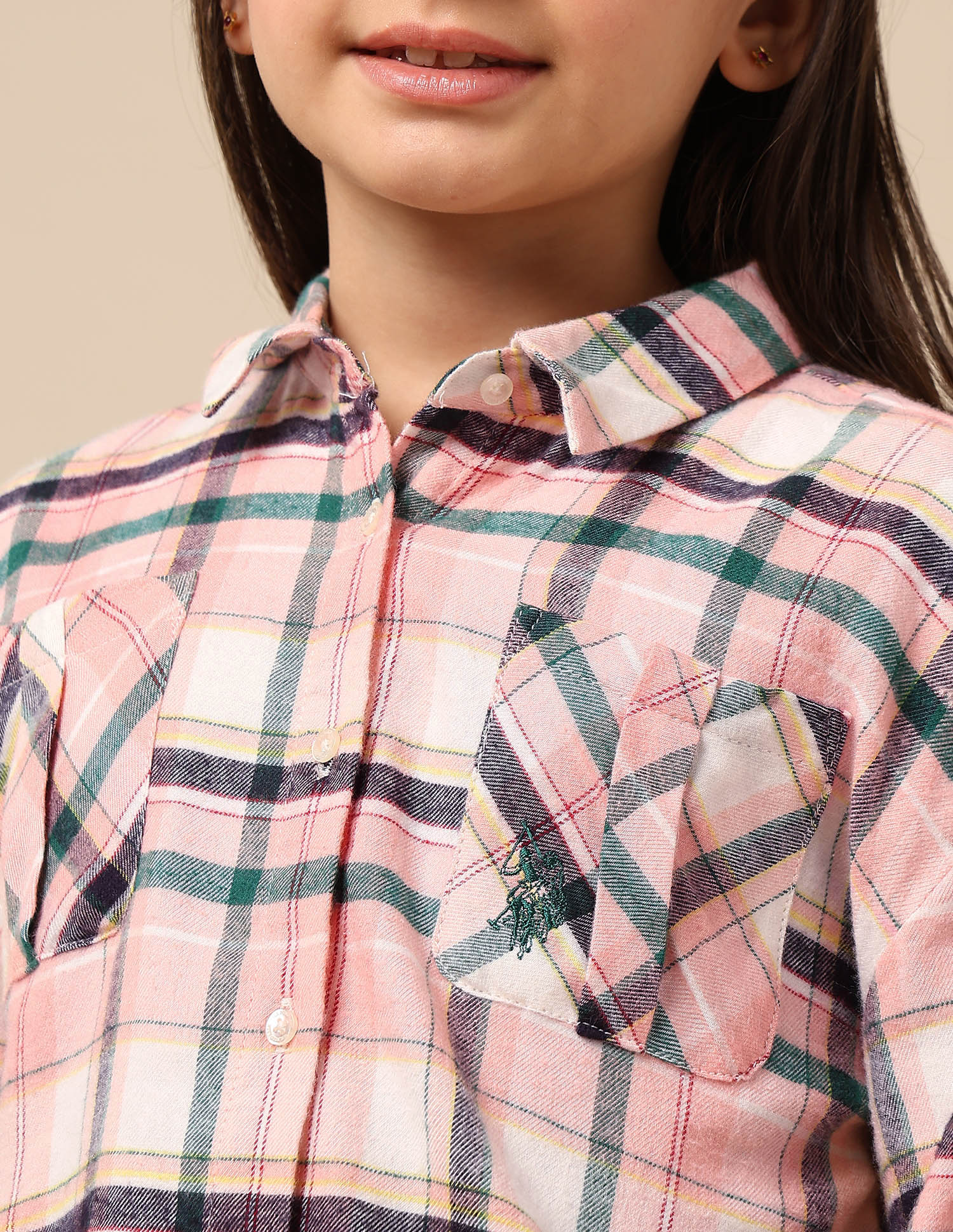 Girls Checked Regular Fit Top Pink - U.S. POLO ASSN. | Large