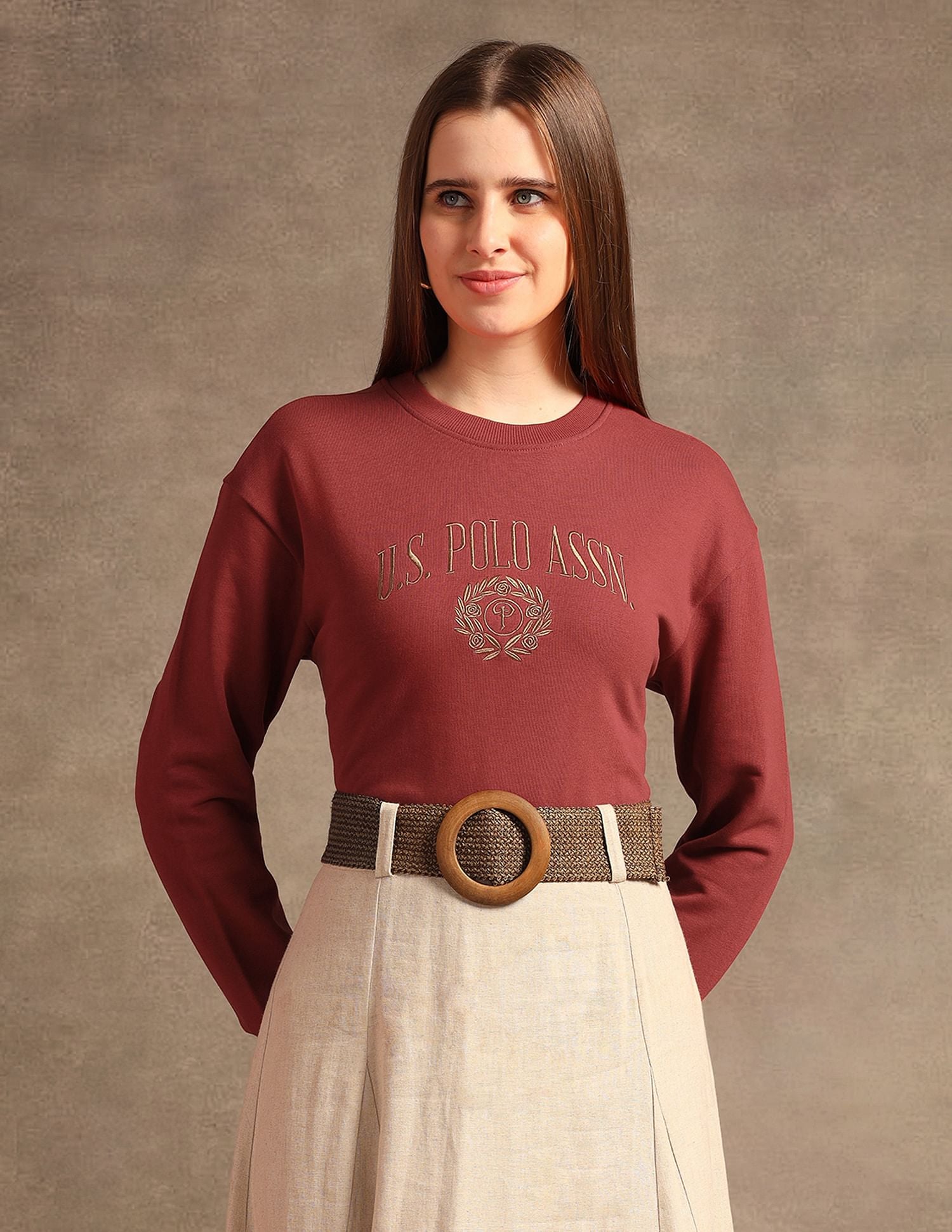 Drop Shoulder Regular Fit Sweatshirt Rust - U.S. POLO ASSN. | Large