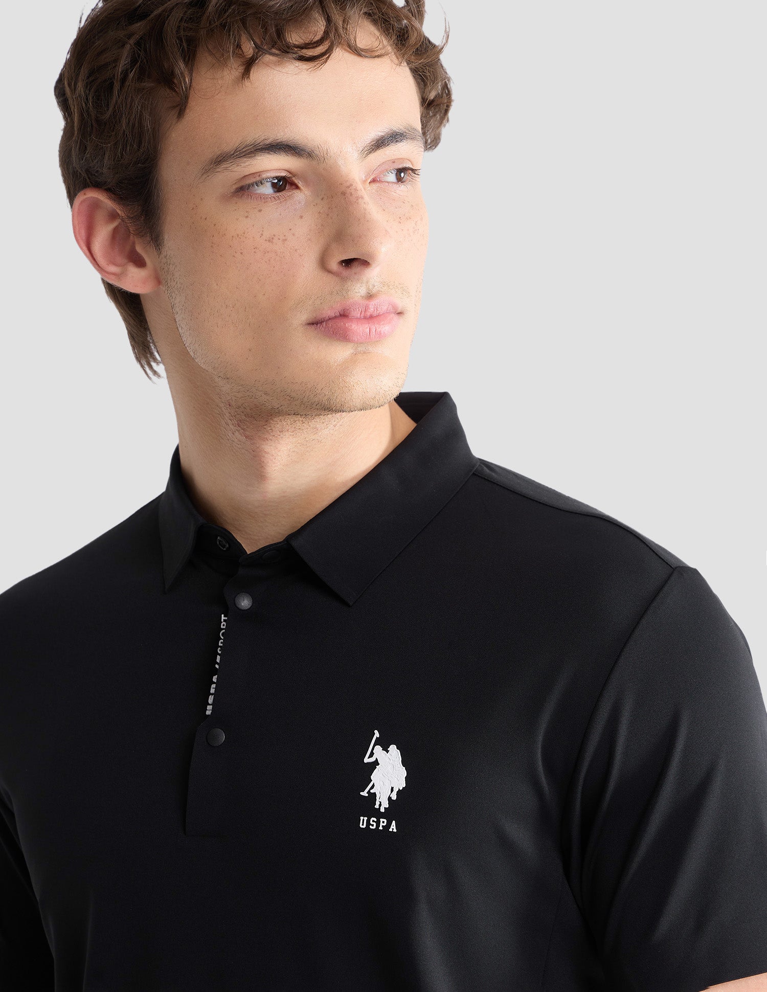 Solid Slim Fit Active Polo Shirt Black - U.S. Polo Assn. India | Large