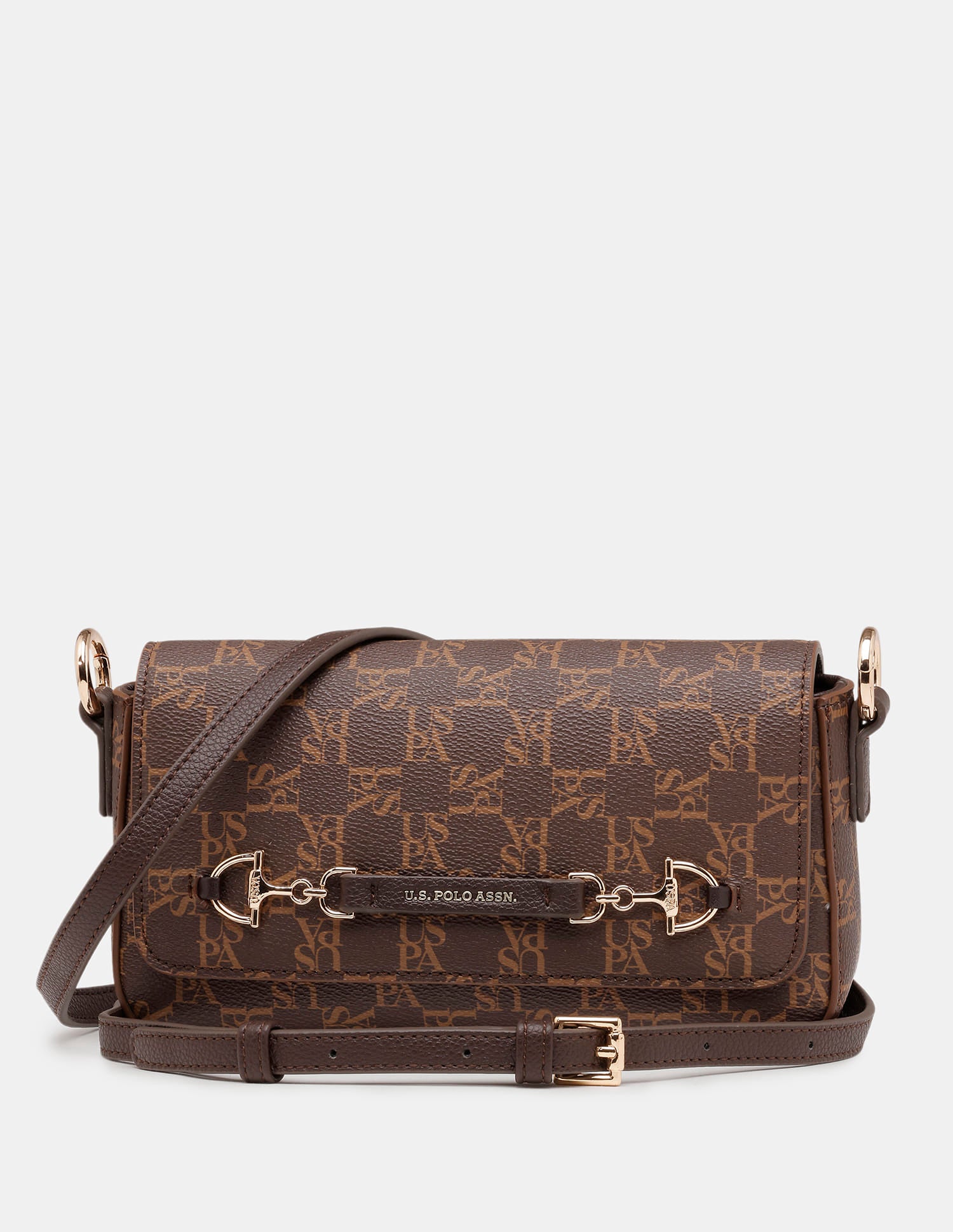 Women Cara Monogram Crossbody Bag Brown - U.S. Polo Assn. India | Large