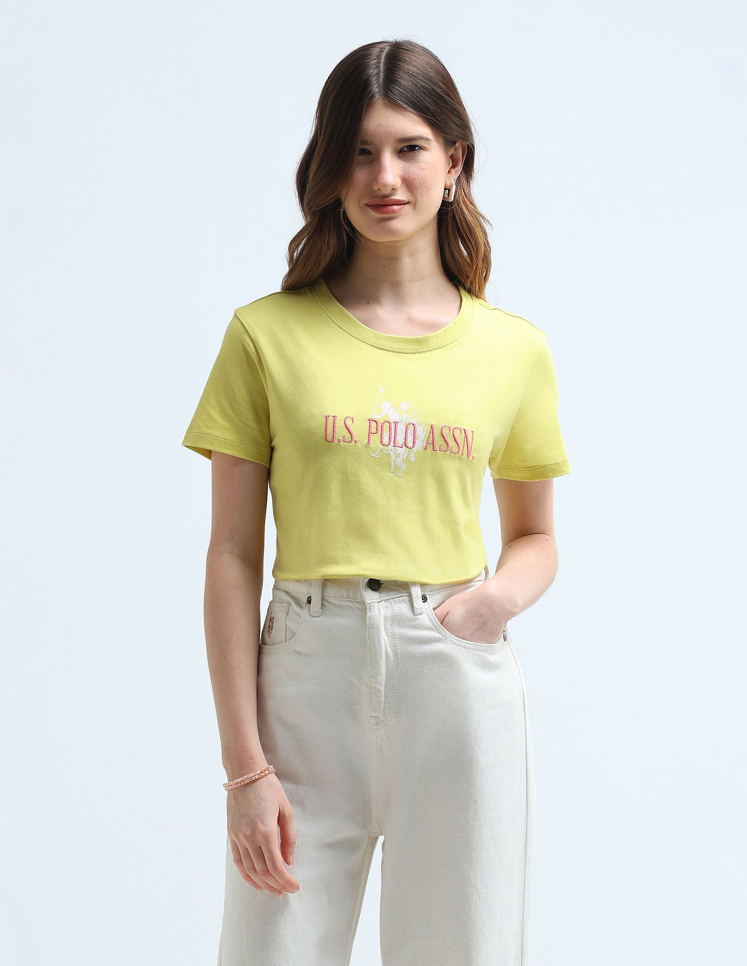 Regular Fit Embroidered Cotton T-Shirt Yellow - U.S. POLO ASSN. | Large