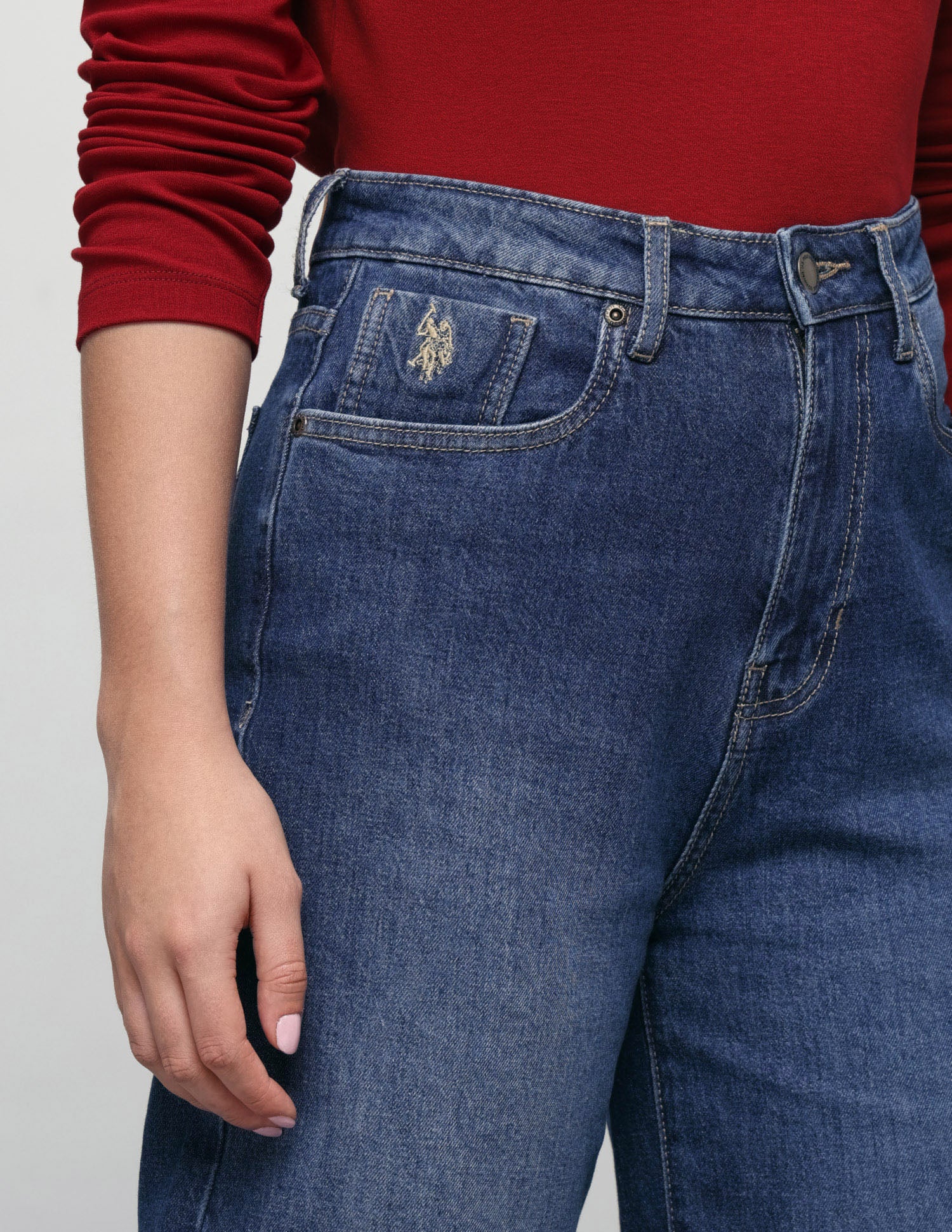 Wide Leg Fit Stone Washed Jeans Dark Blue - U.S. Polo Assn. India | Large