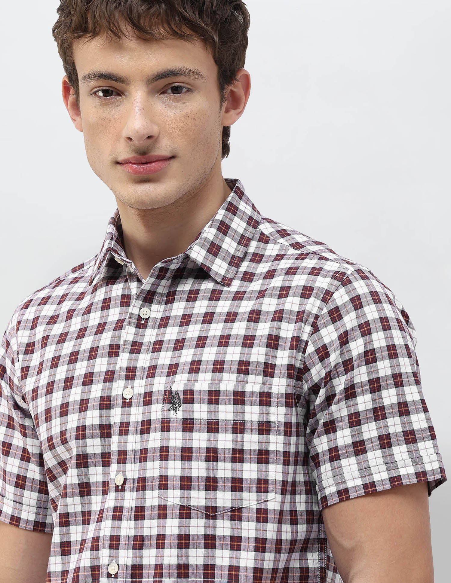 Plaid Checked Regular Fit Shirt Rust - U.S. Polo Assn. India | Large