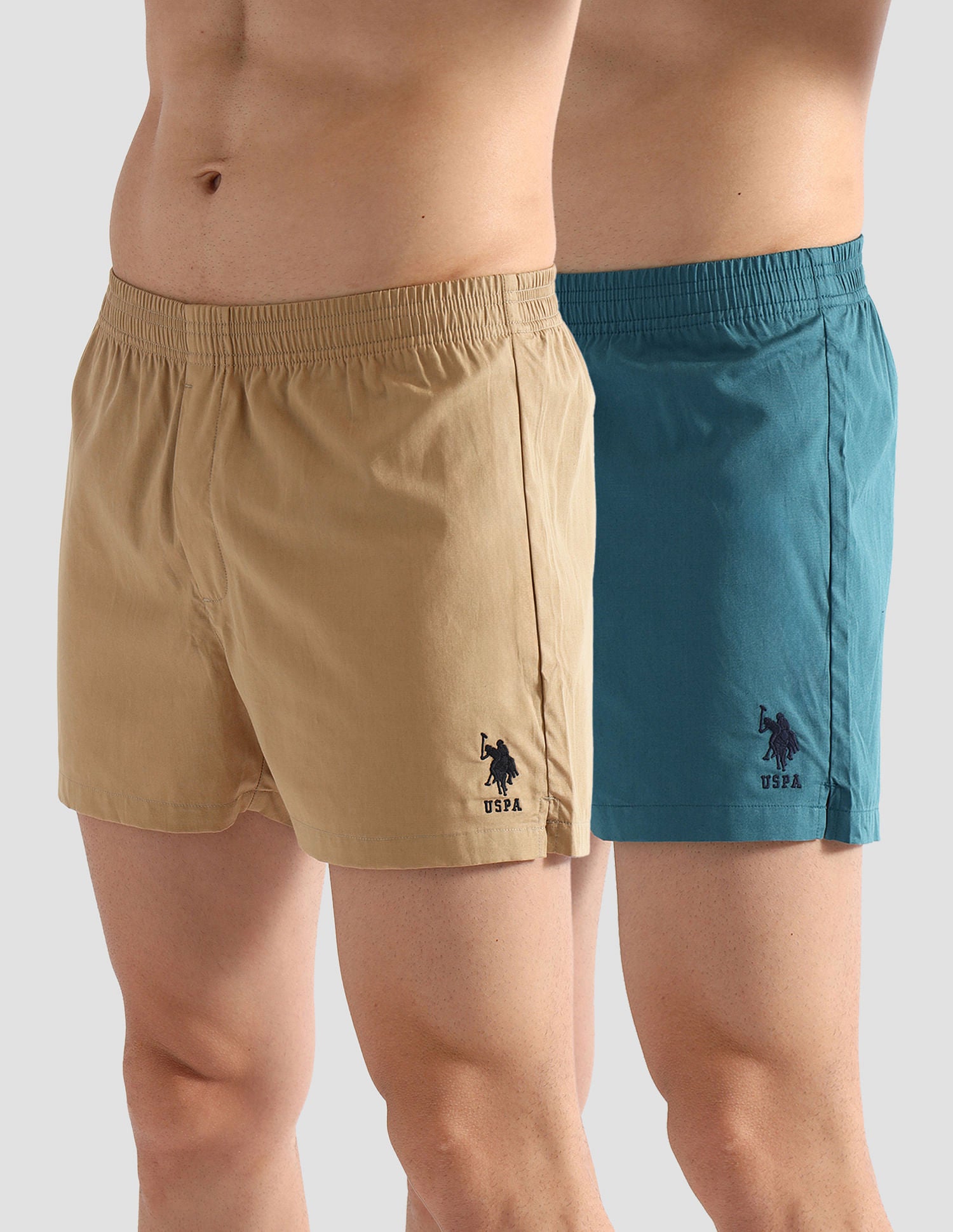 Comfort Regular Fit Solid OEX08 Boxers - Pack of 2 Colonial Blue and Iced Coffee - U.S. POLO ASSN. | Large