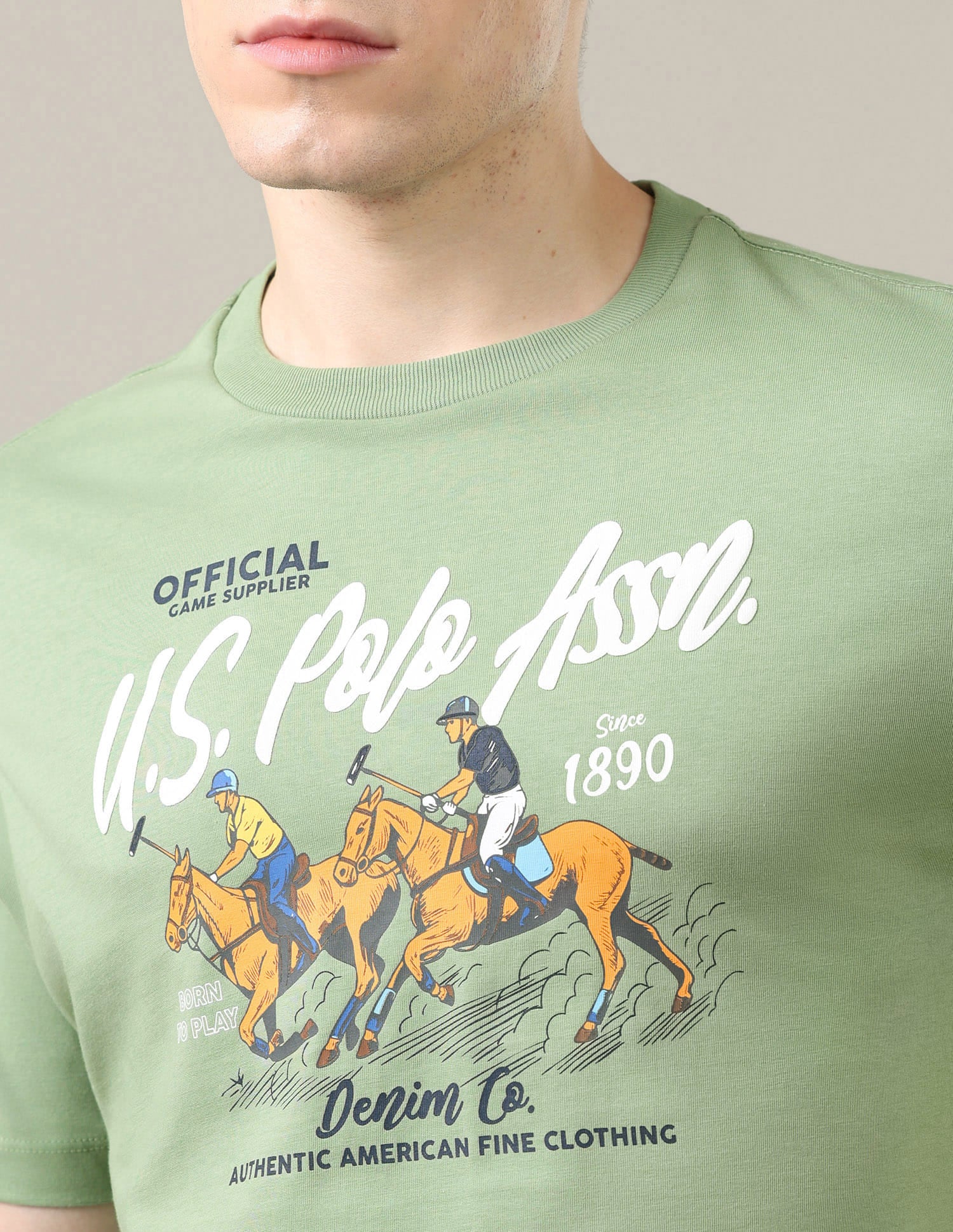 Graphic Brand Printed Slim Fit T-Shirt Green - U.S. Polo Assn. India | Large