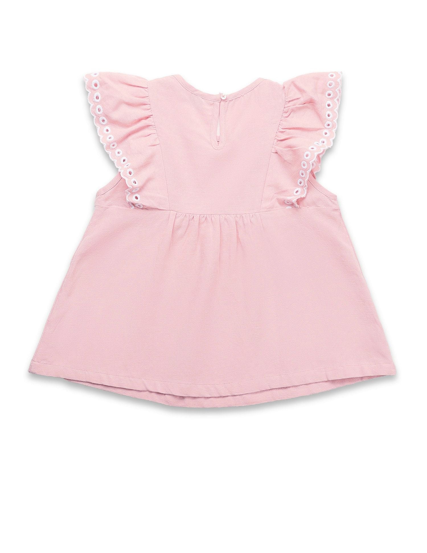 Girls Solid Embroidered Frill Top Light Pink - U.S. POLO ASSN. | Large