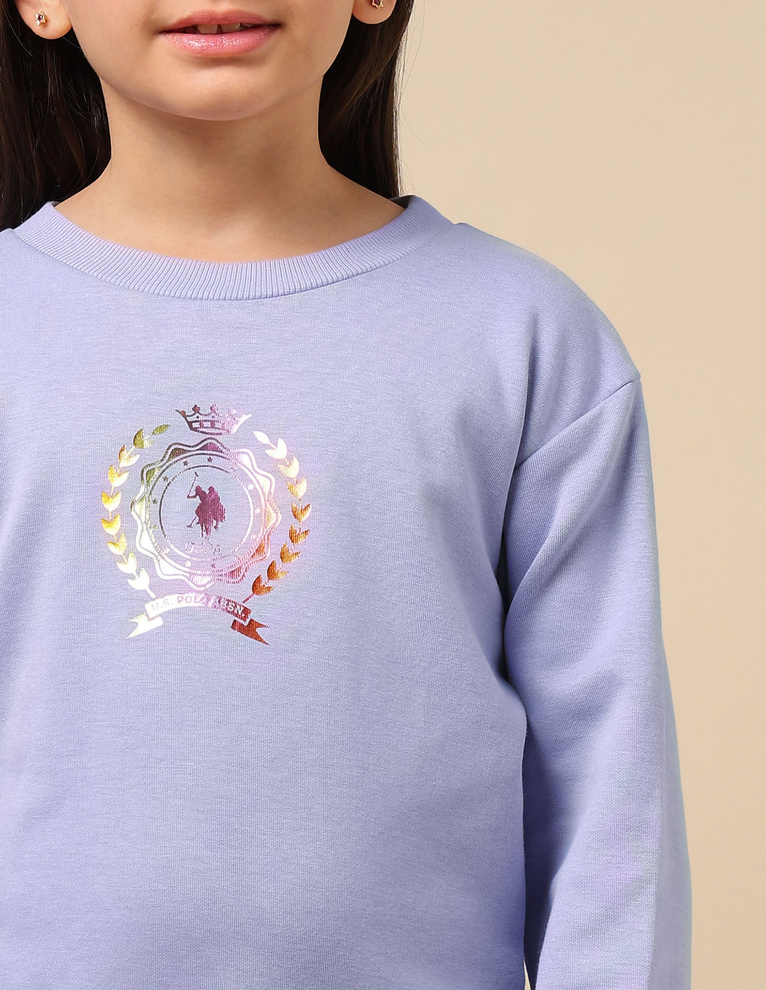 Girls Graphic Print Sweatshirt Light Purple - U.S. POLO ASSN. | Large