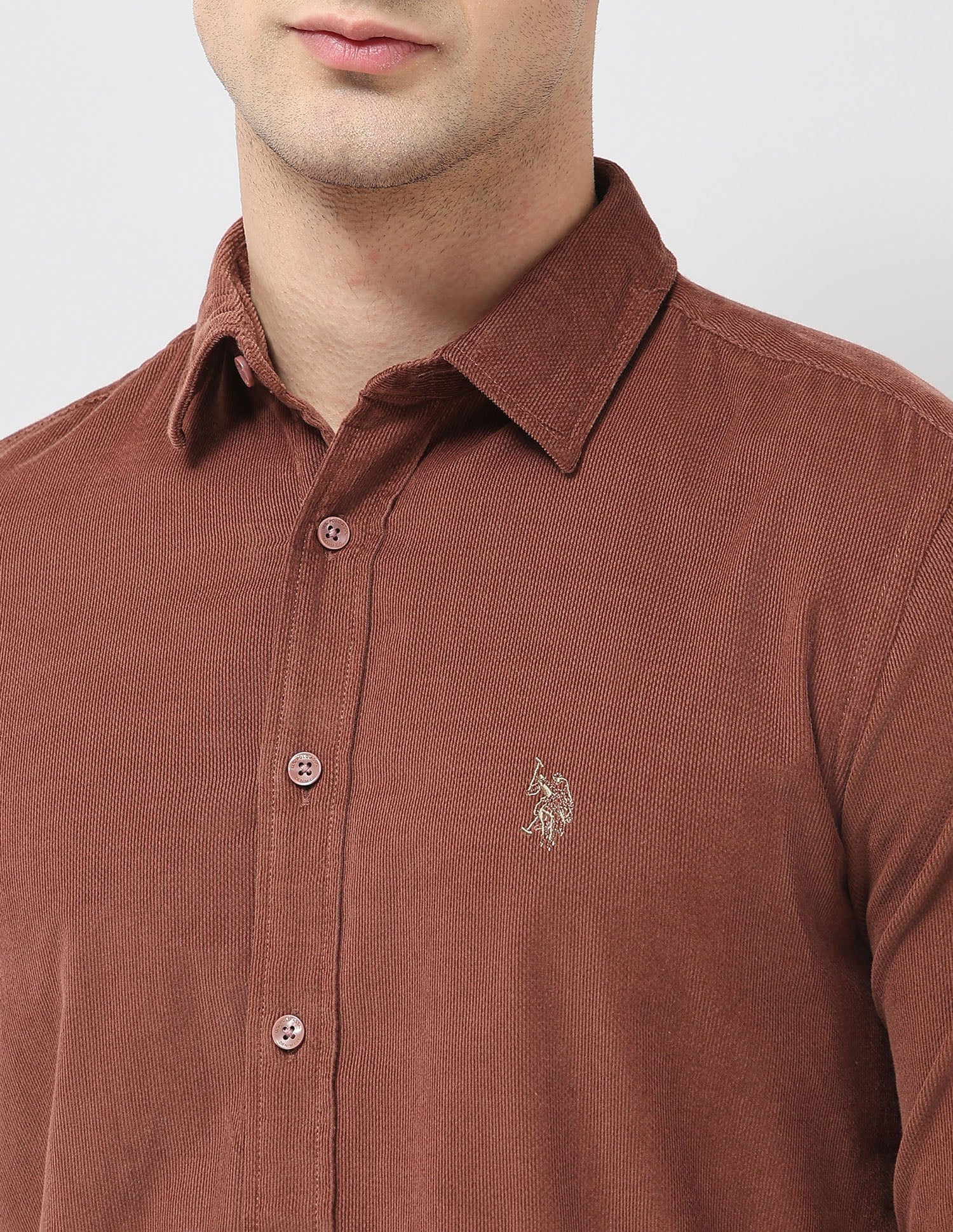 Corduroy Regular Fit Shirt Rust - U.S. POLO ASSN. | Large