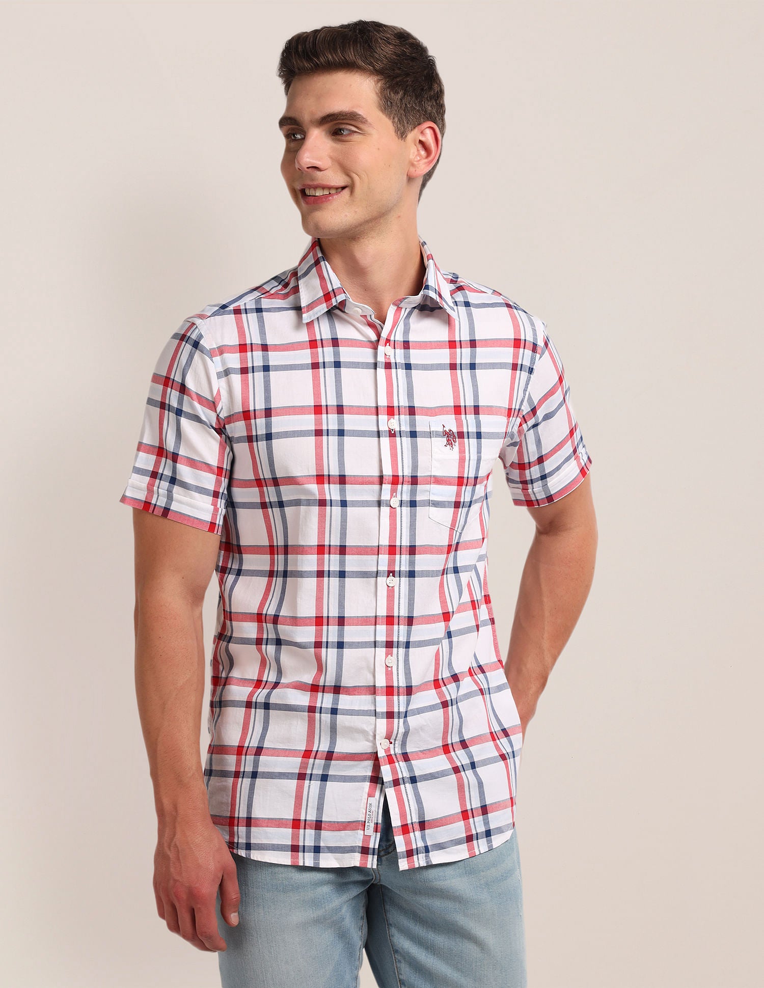 Tartan Check Twill Shirt White - U.S. POLO ASSN. | Large