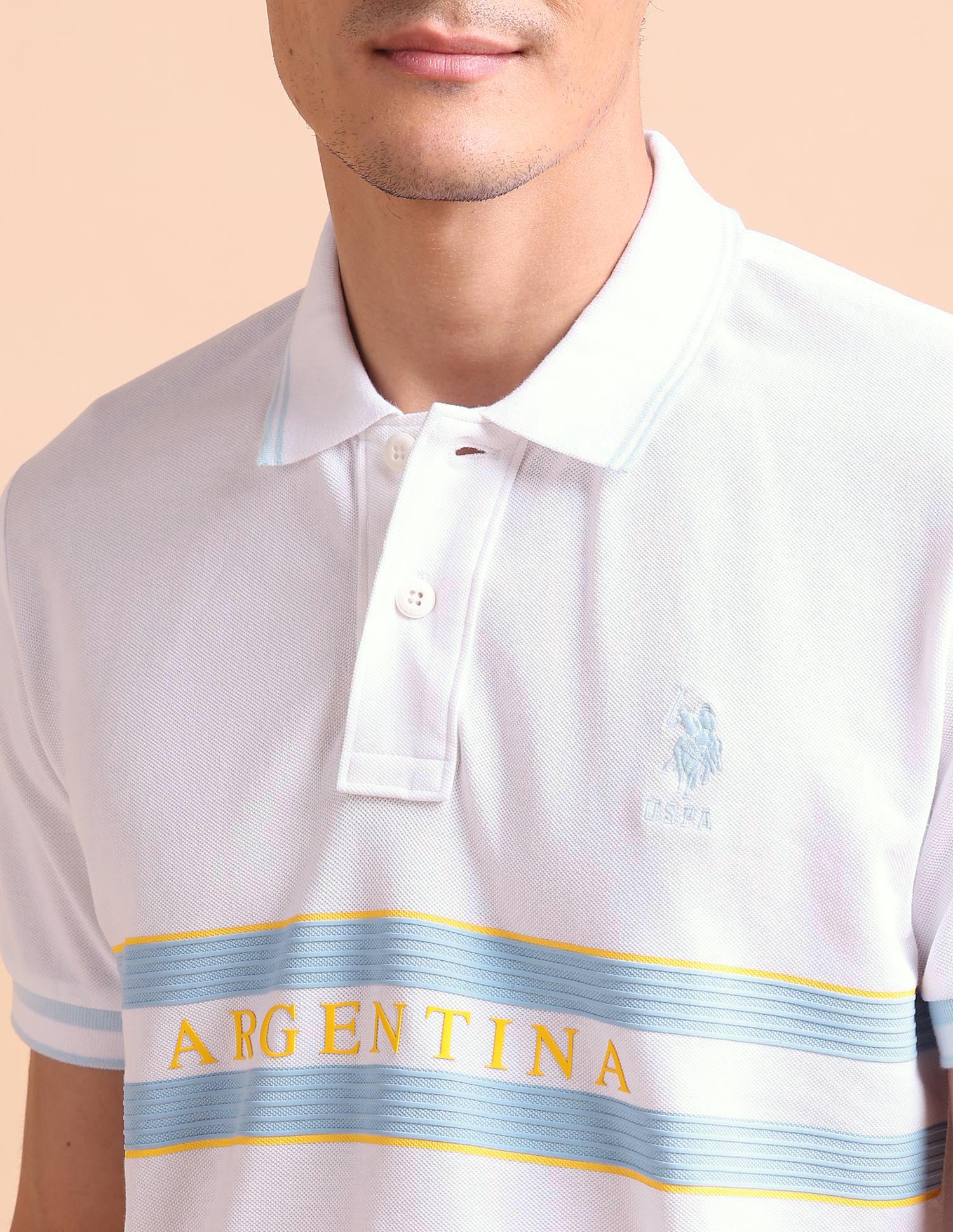 Slim Fit Iconic Number Polo Shirt White - U.S. POLO ASSN. | Large