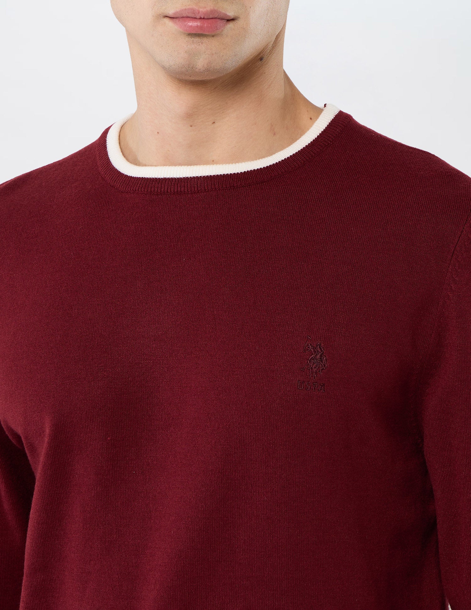 Solid Regular Fit Sweater Maroon - U.S. POLO ASSN. | Large