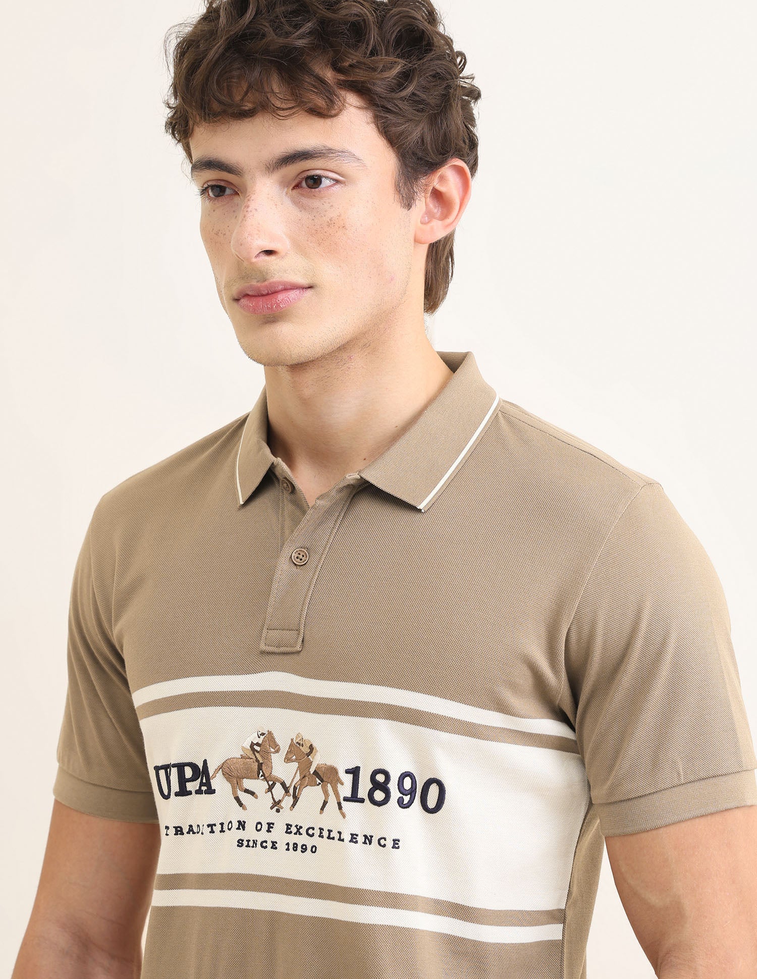 Sotogrande Brand Embroidered Polo Shirt Brown - U.S. Polo Assn. India | Large