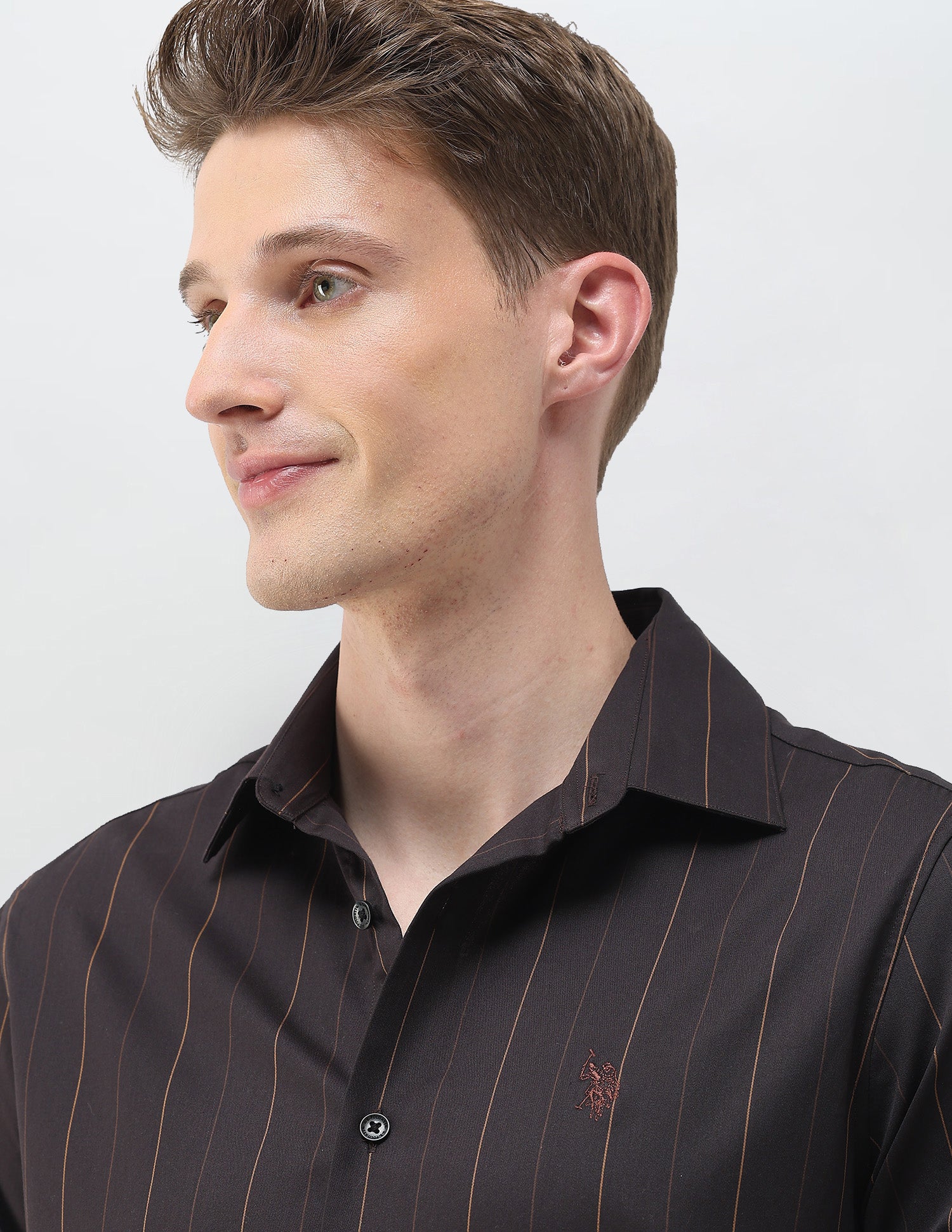 Satin Vertical Striped Shirt Choco - U.S. Polo Assn. India | Large