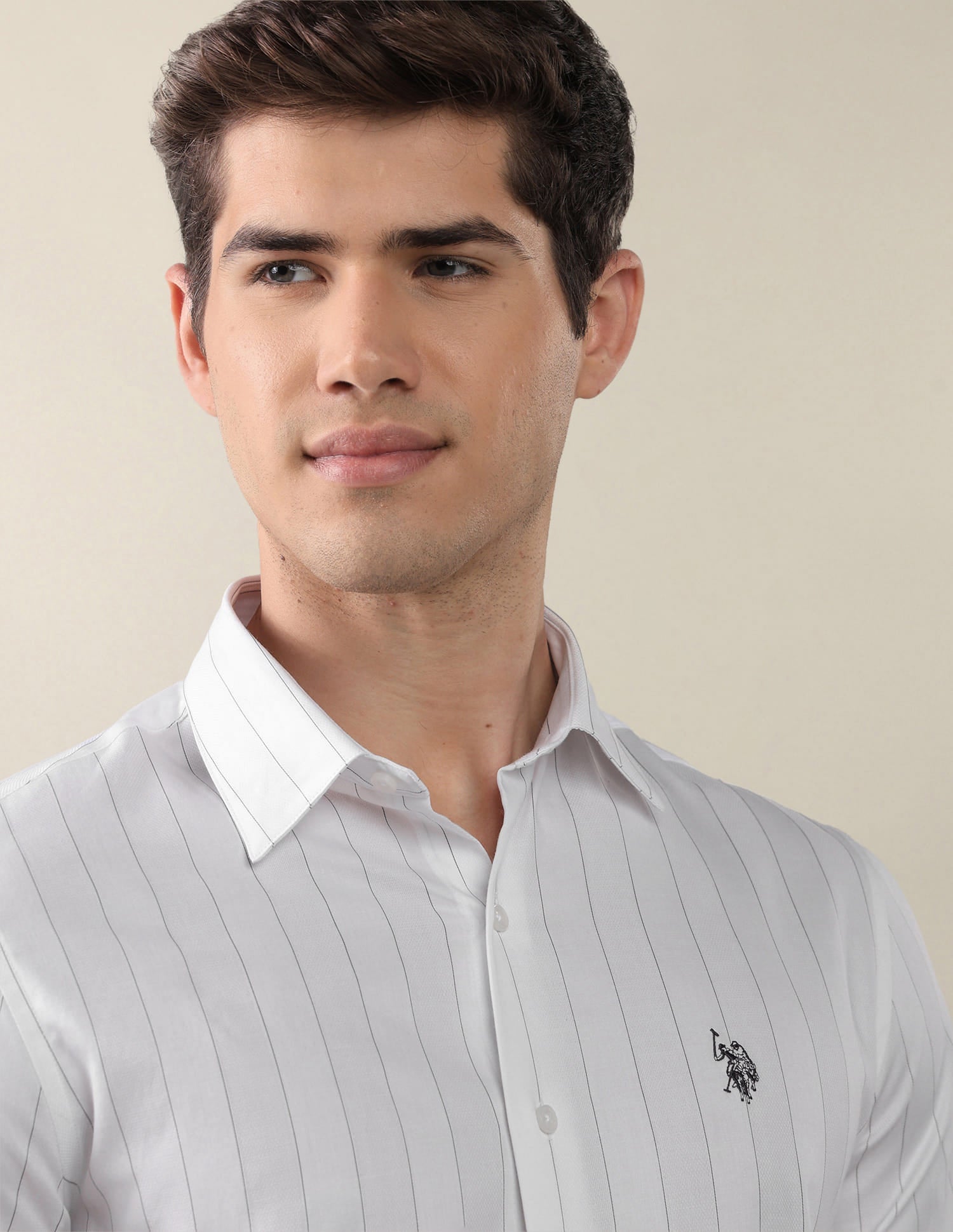 Satin Vertical Striped Shirt White - U.S. Polo Assn. India | Large