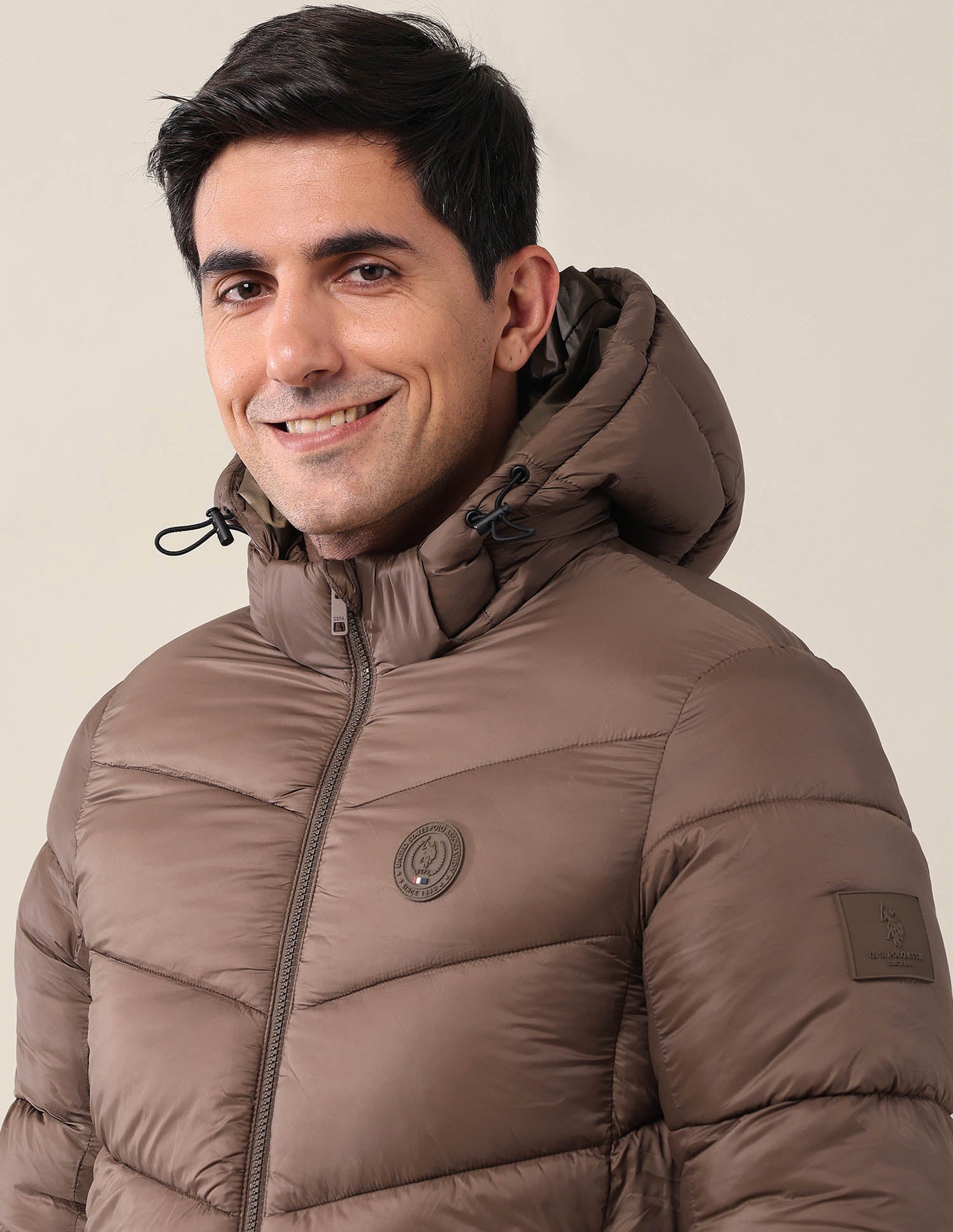 Solid Regular Fit Puffer Jacket Brown - U.S. POLO ASSN. | Large