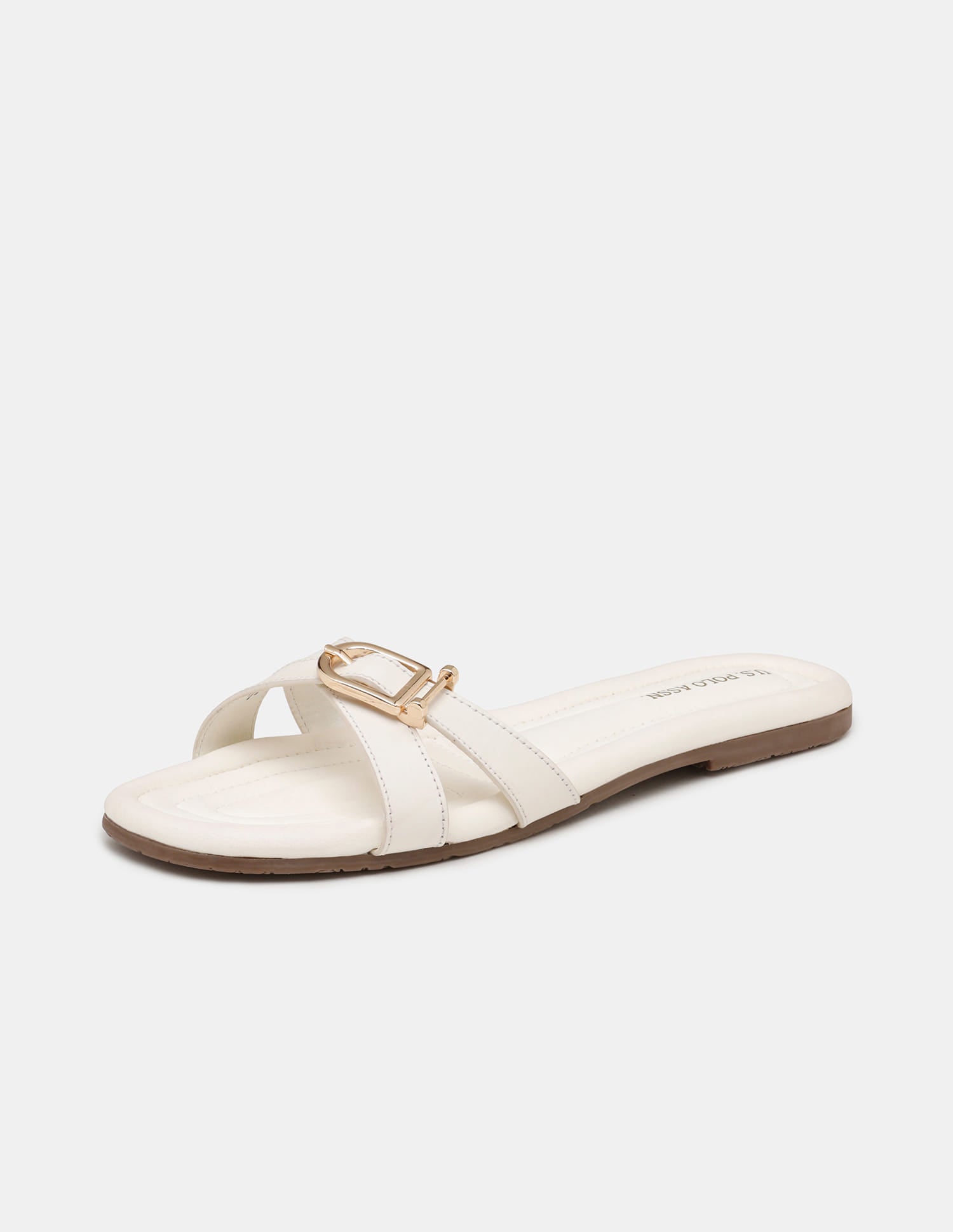 Women Dahye Textured Sole Cross Strap Sandals Off White - U.S. Polo Assn. India | Large