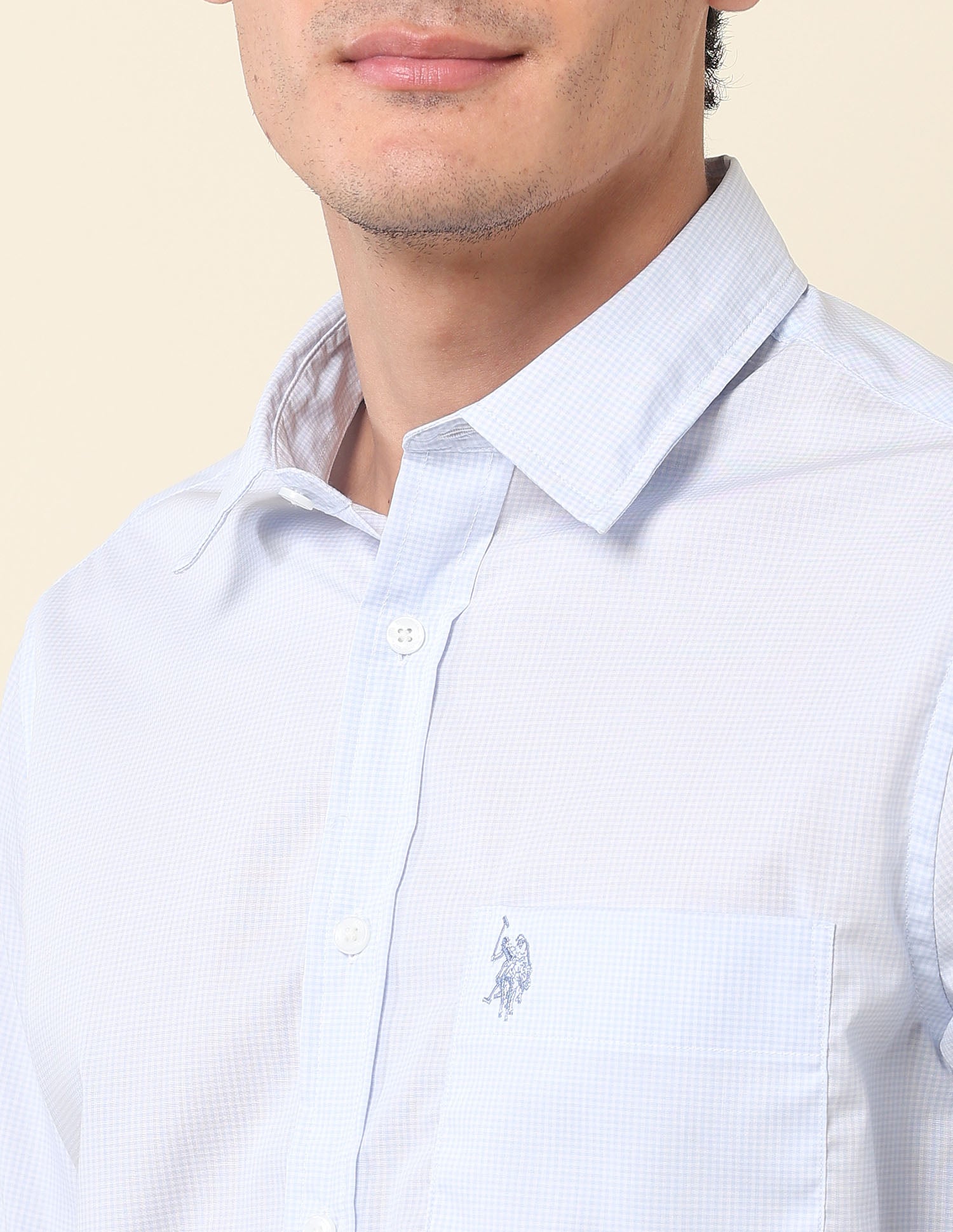 Graph Checked Tailored Fit Shirt Blue - U.S. Polo Assn. India | Large