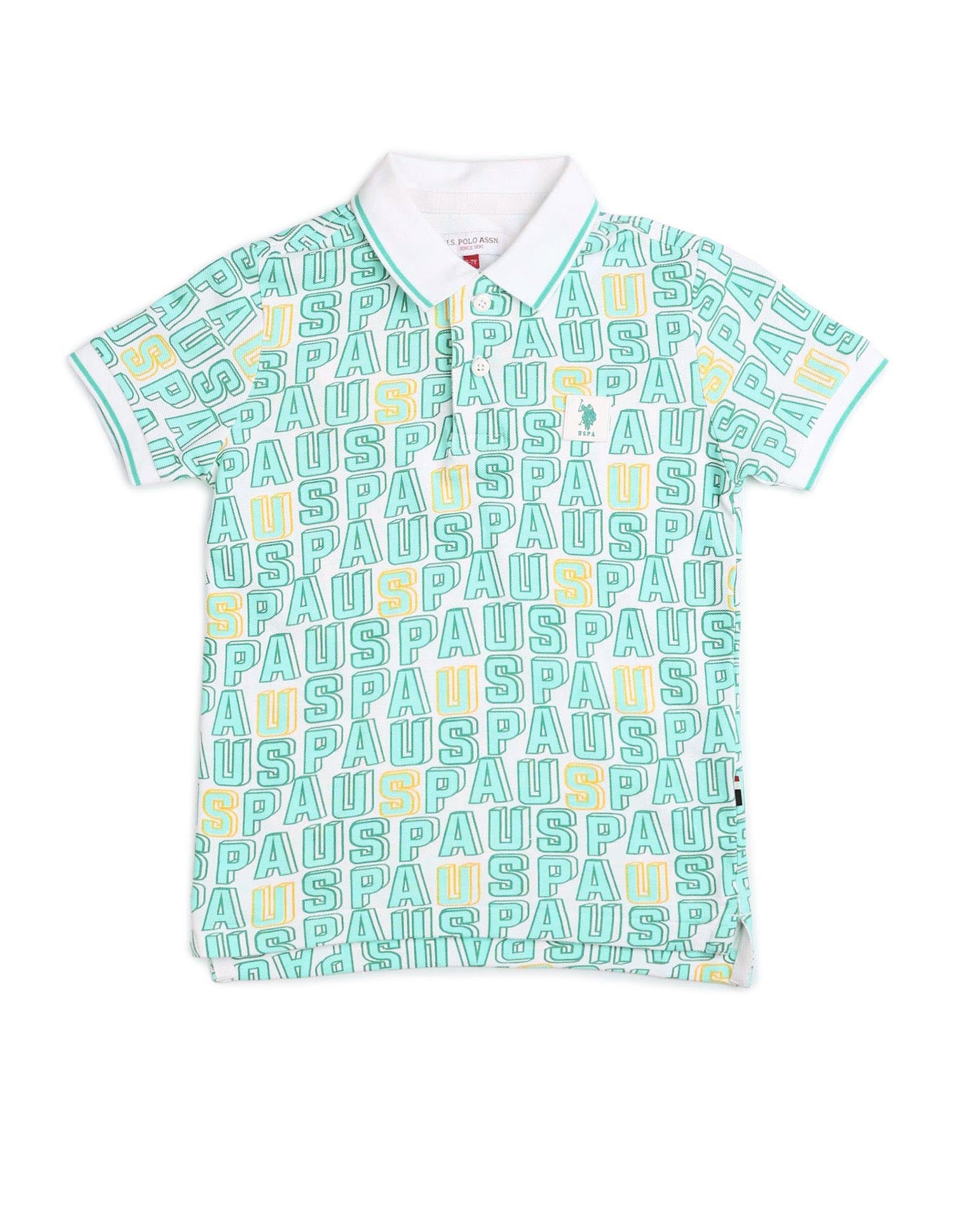 Boys Brand Printed Regular Fit Polo Shirt White - U.S. POLO ASSN. | Large