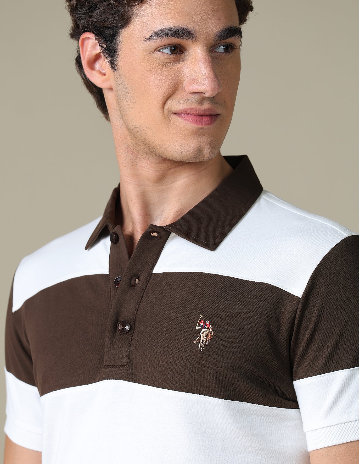 Horizontal Striped Slim Fit Polo Shirt Choco - U.S. Polo Assn. India | Large