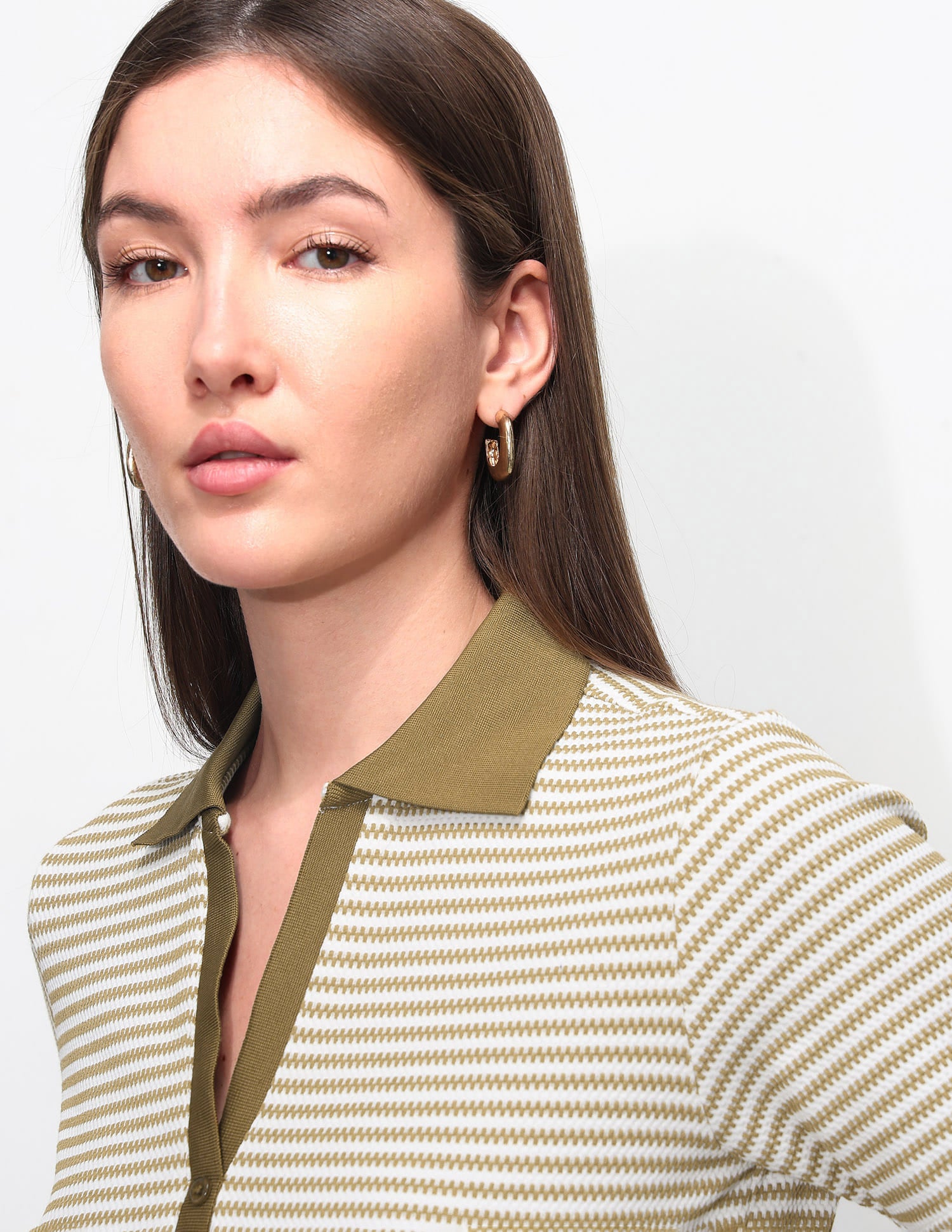 Textured Stripes Polo Shirt Olive - U.S. Polo Assn. India | Large