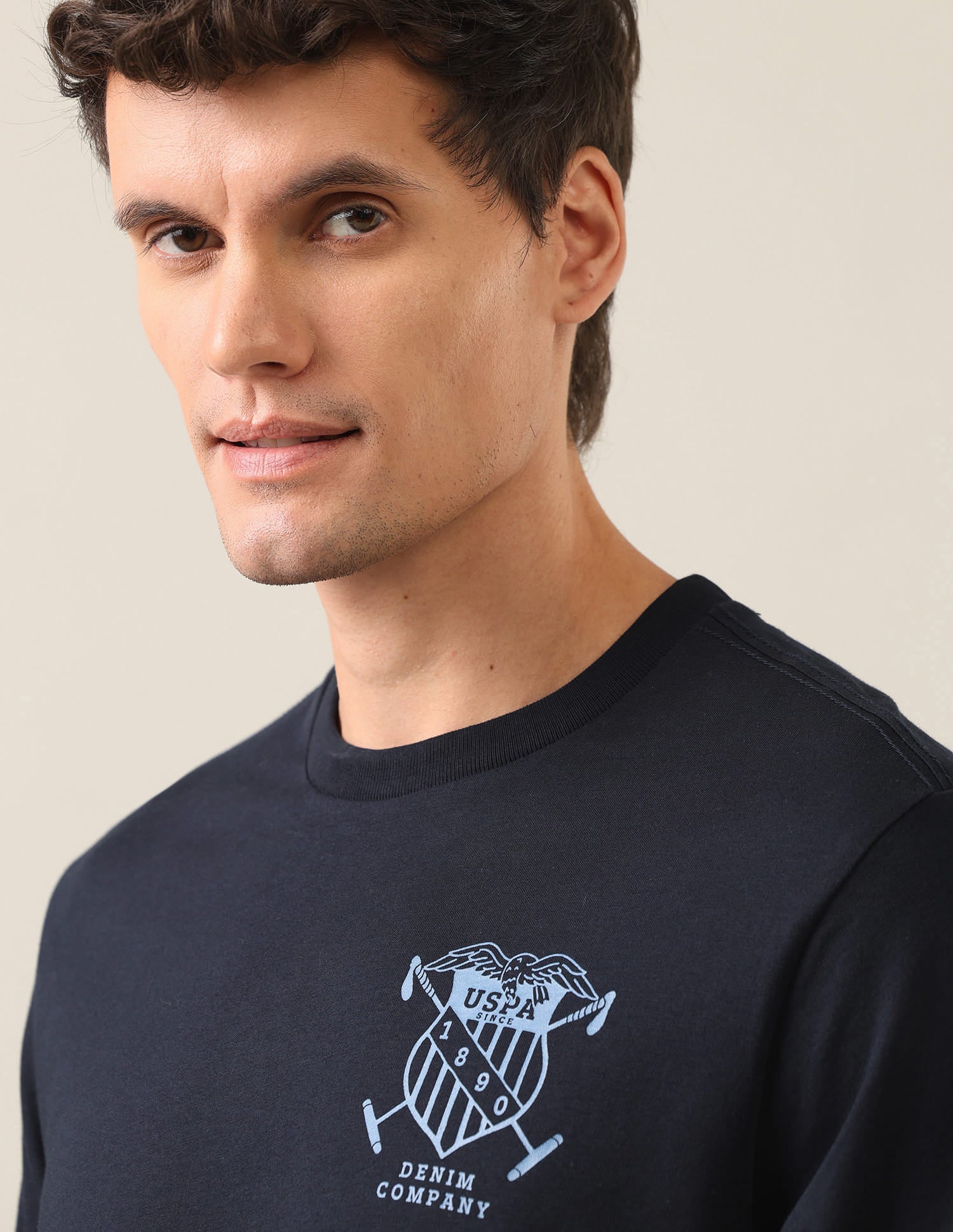Graphic Brand Printed Relaxed Fit T-Shirt Navy - U.S. Polo Assn. India | Large