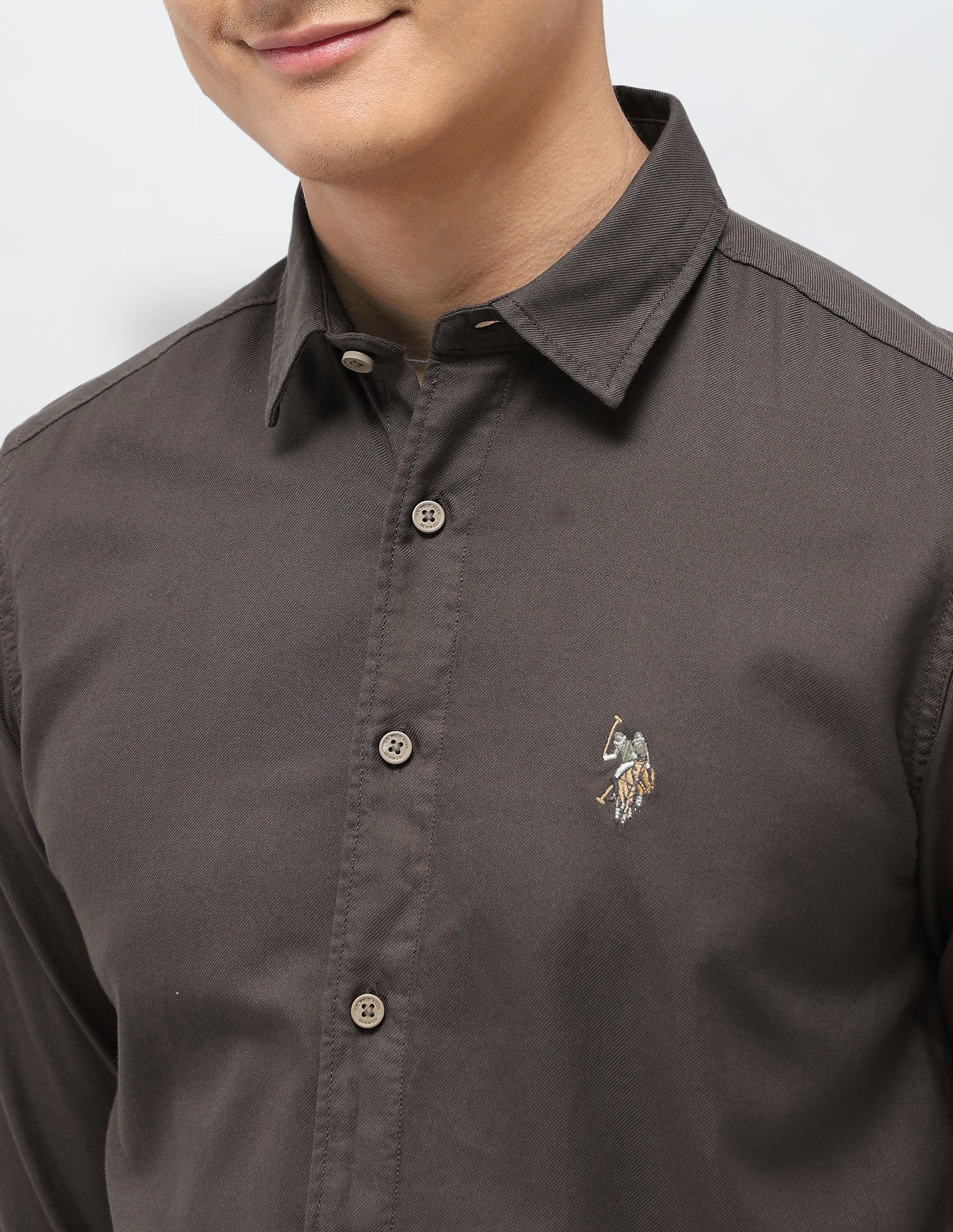 Twill Pure Cotton Shirt Choco - U.S. POLO ASSN. | Large