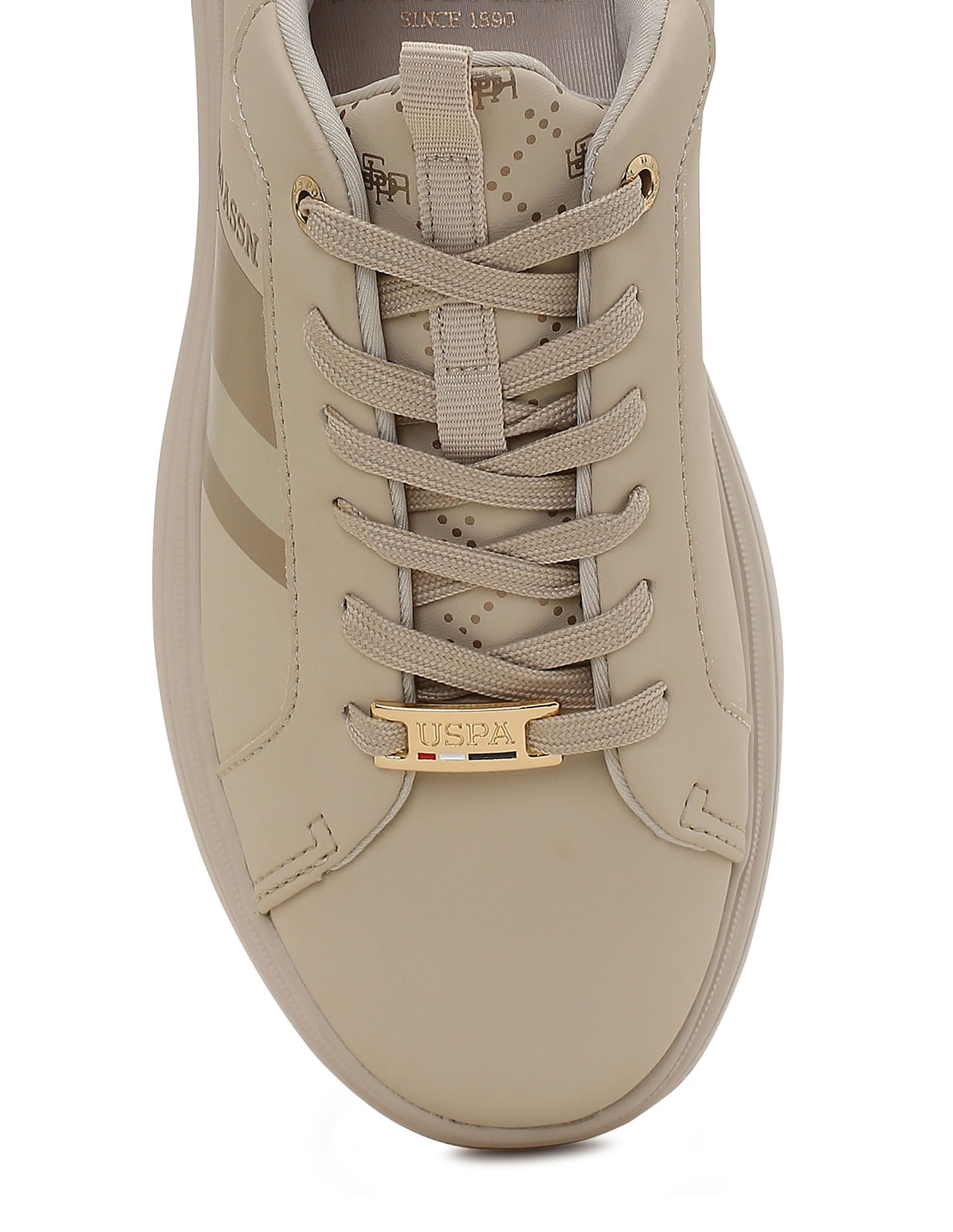 Round Toe Solid Clara 2.0 Sneakers Beige - U.S. Polo Assn. India | Large