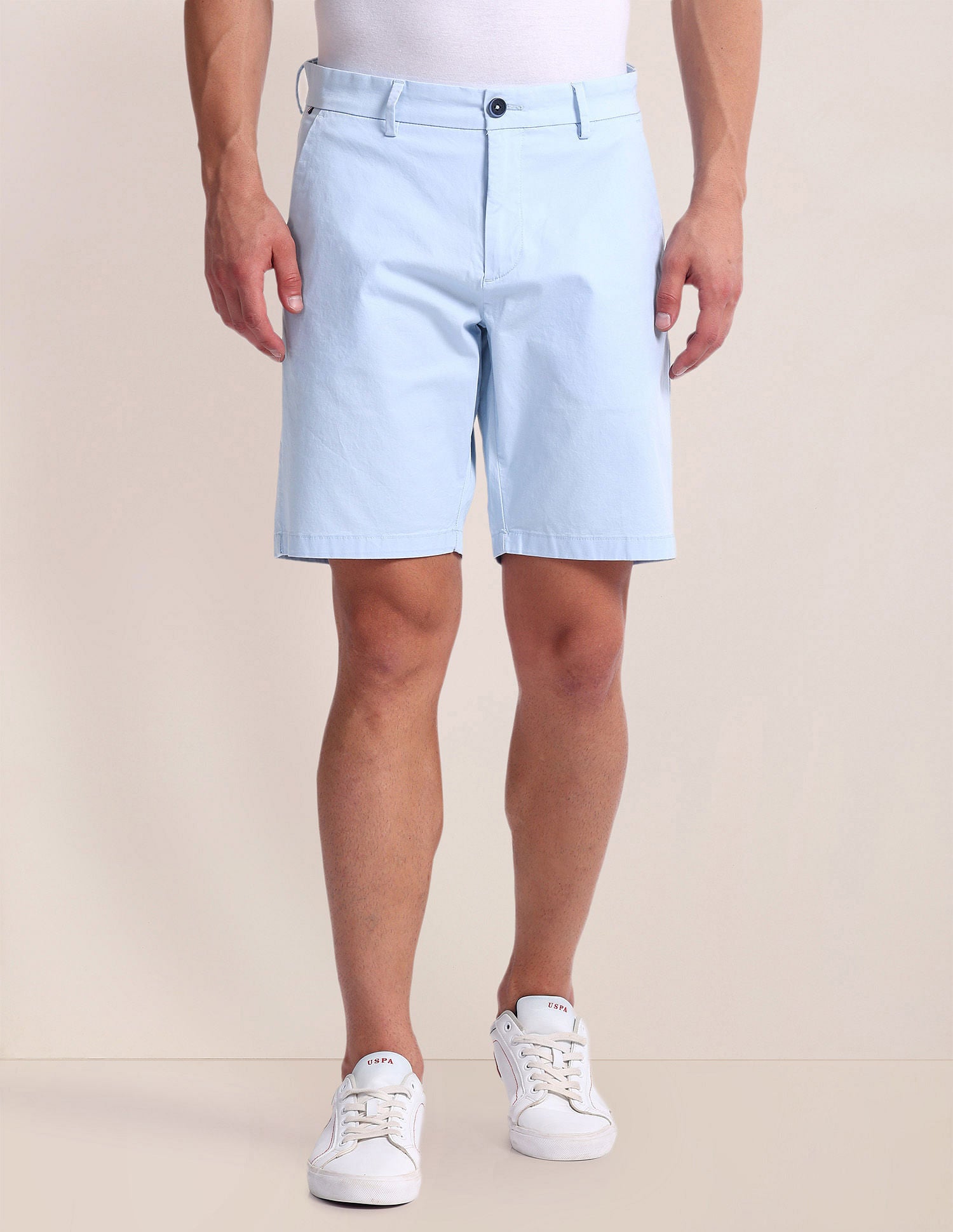 Slim Straight Fit Twill Shorts Blue - U.S. Polo Assn. India | Large