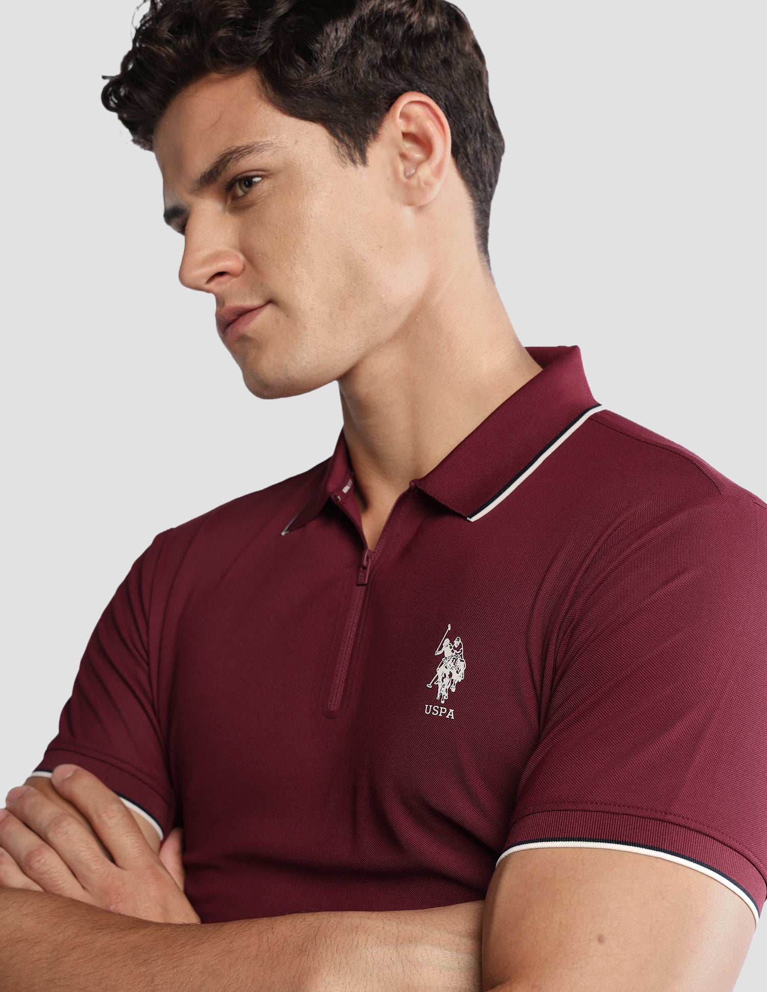 Solid Regular Fit Active Polo Shirt Maroon - U.S. Polo Assn. India | Large