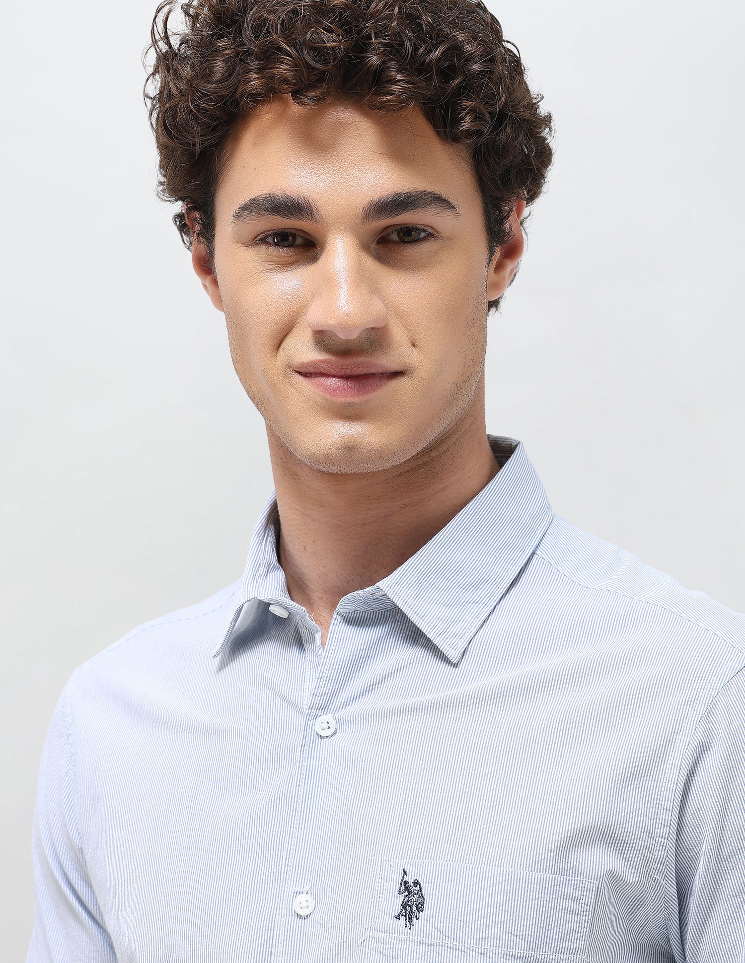 Pinstriped Seersucker Shirt Blue - U.S. Polo Assn. India | Large