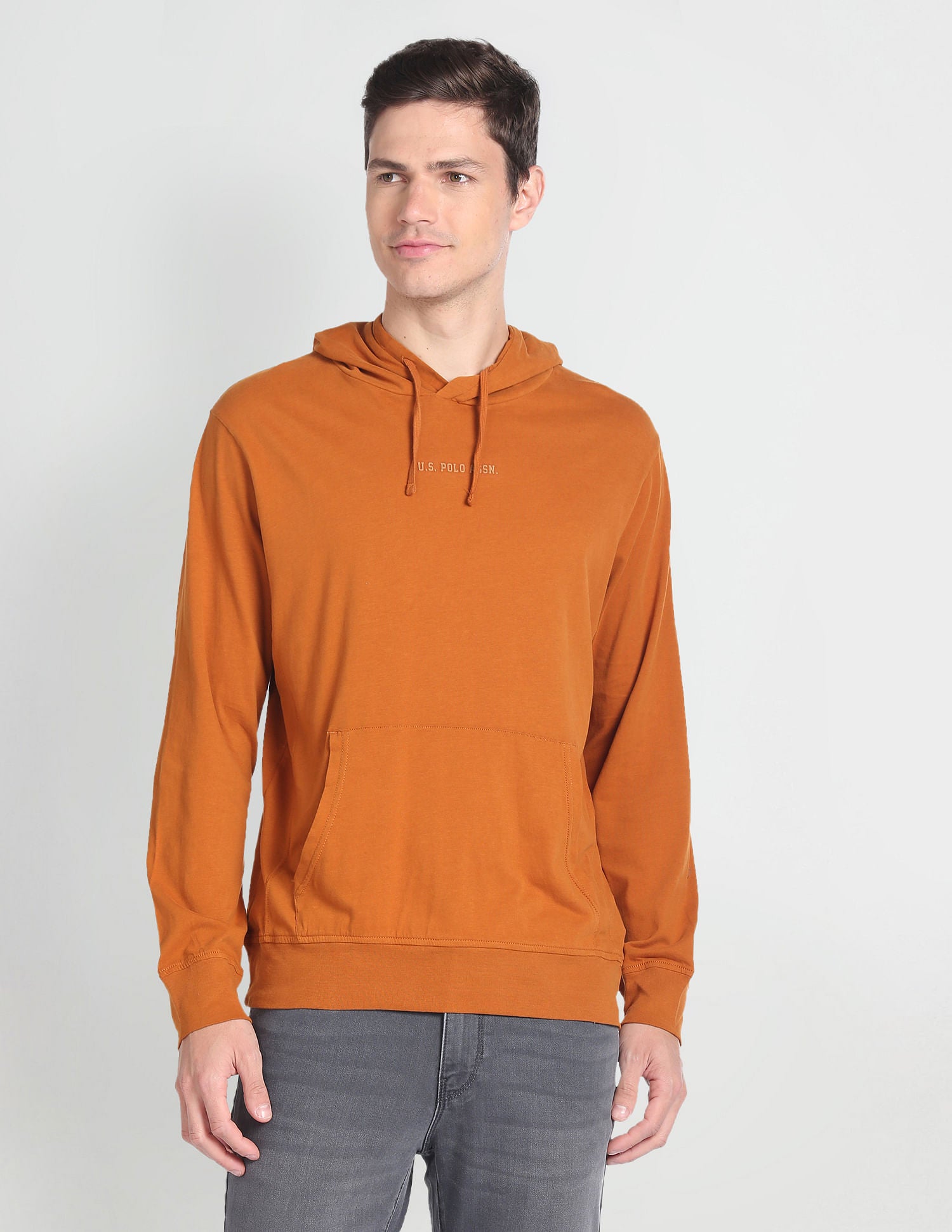 Long Sleeve Hooded T-Shirt Rust - U.S. Polo Assn. India | Large