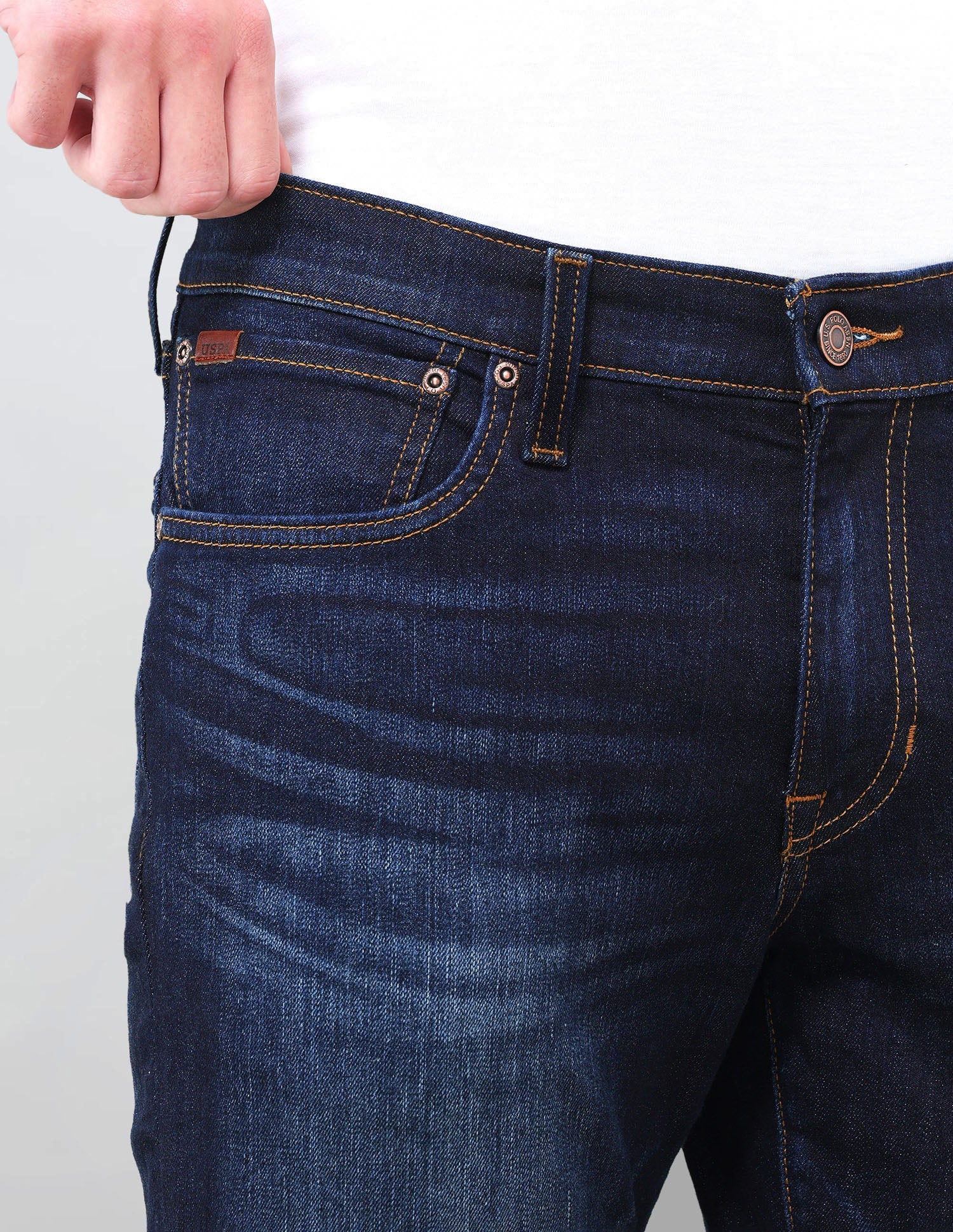 Brandon Slim Tapered Fit Blue Jeans Dark Blue - U.S. Polo Assn. India | Large