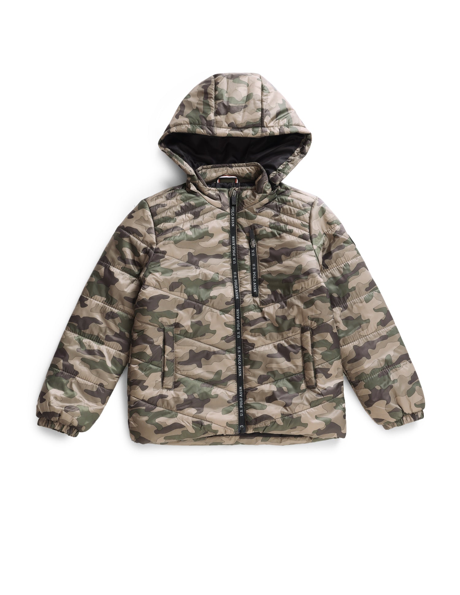 Detachable Hood Camouflage Padded Jacket Olive - U.S. POLO ASSN. | Large