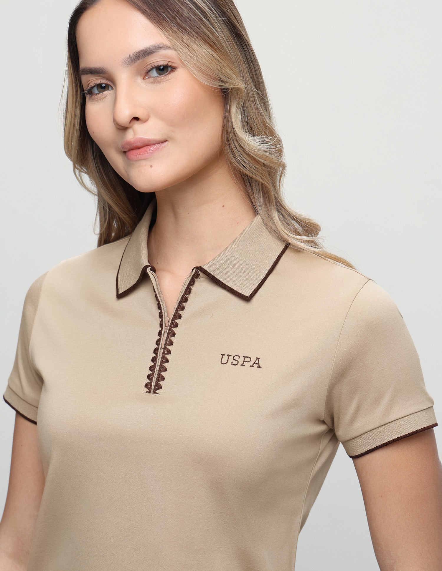 Solid Regular Fit Polo Shirt Beige - U.S. Polo Assn. India | Large