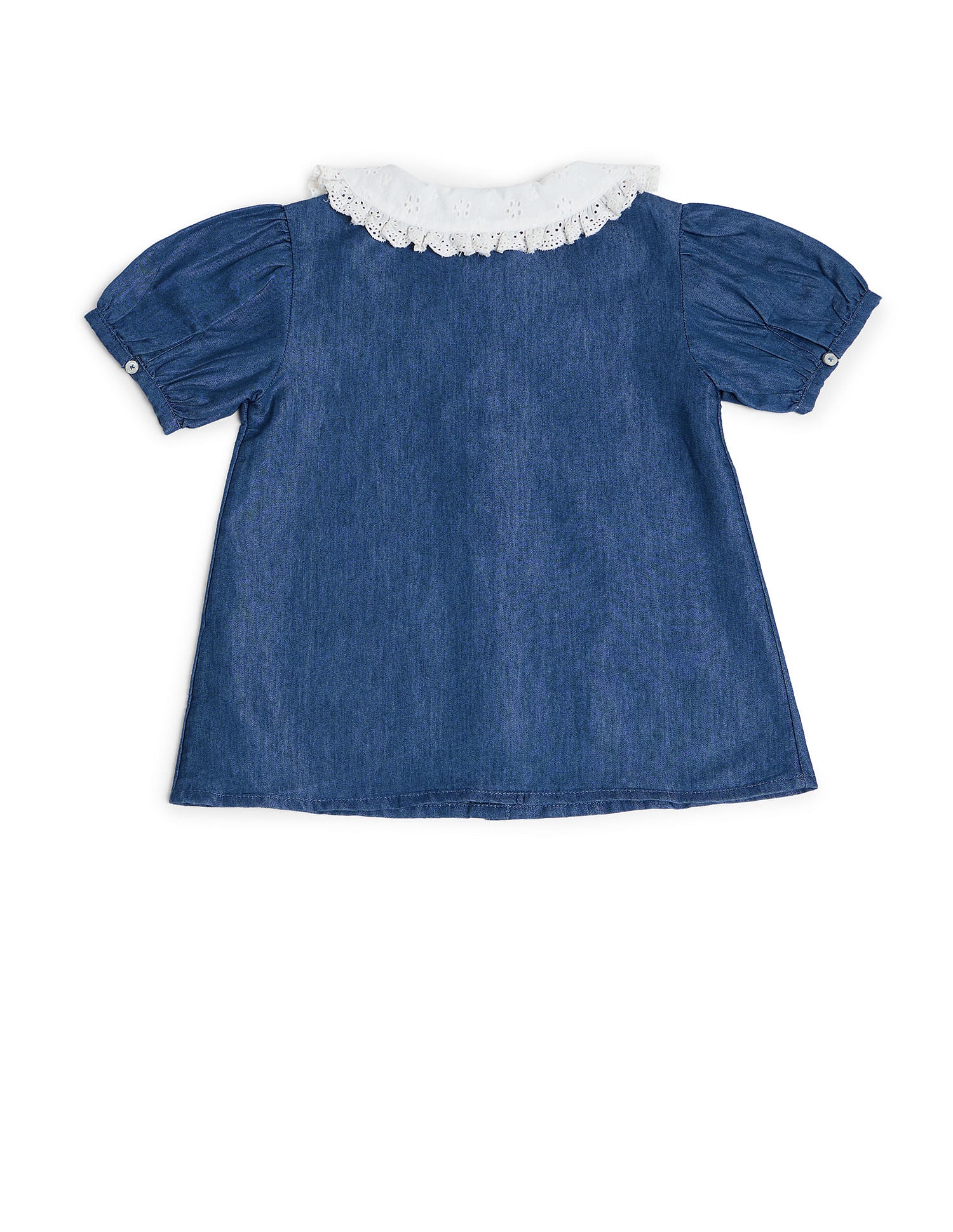 Girls Denim Perter Pan Collar Top Medium Blue - U.S. Polo Assn. India | Large