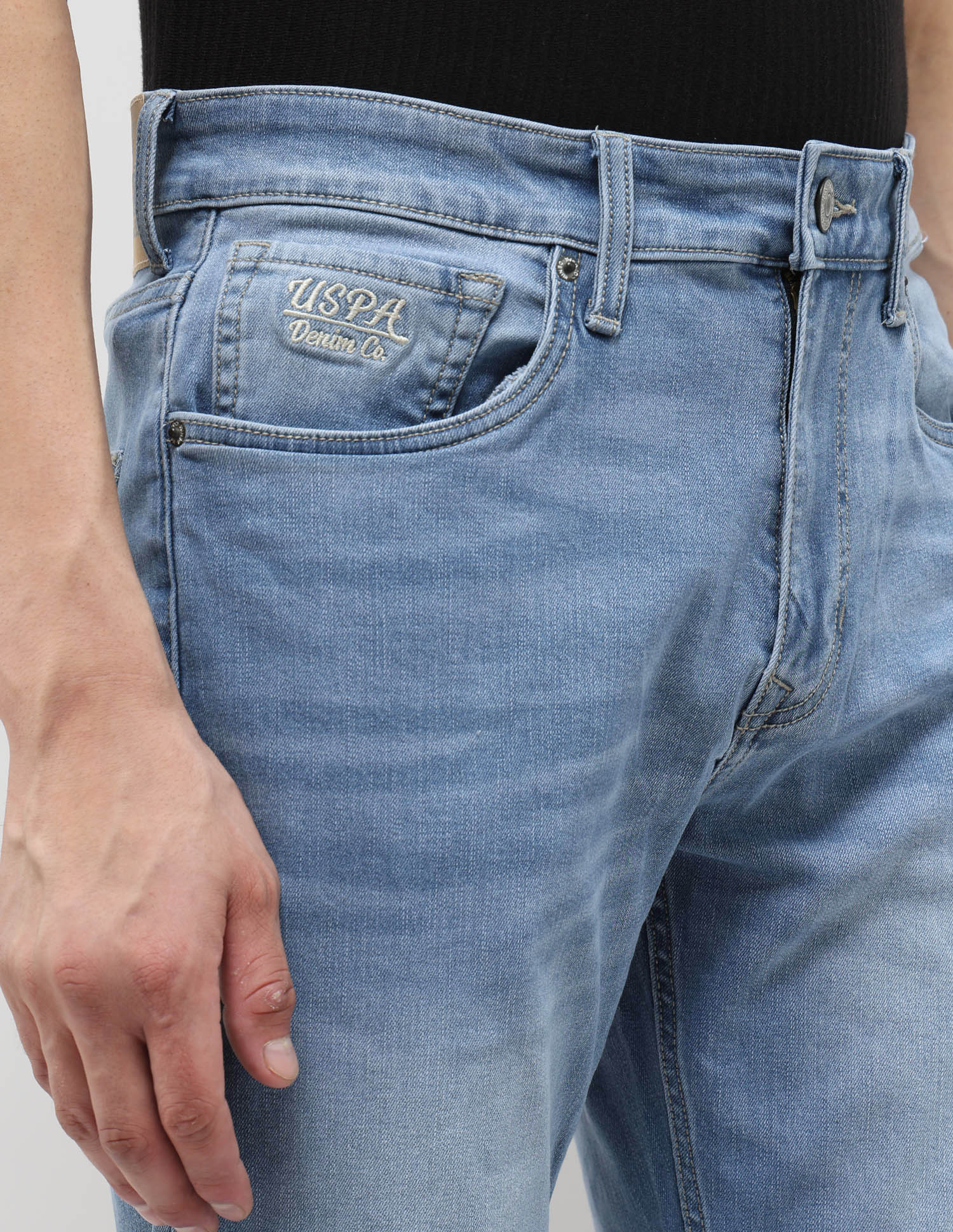 Harold Slim Straight Fit Blue Jeans Light Indigo - U.S. POLO ASSN. | Large