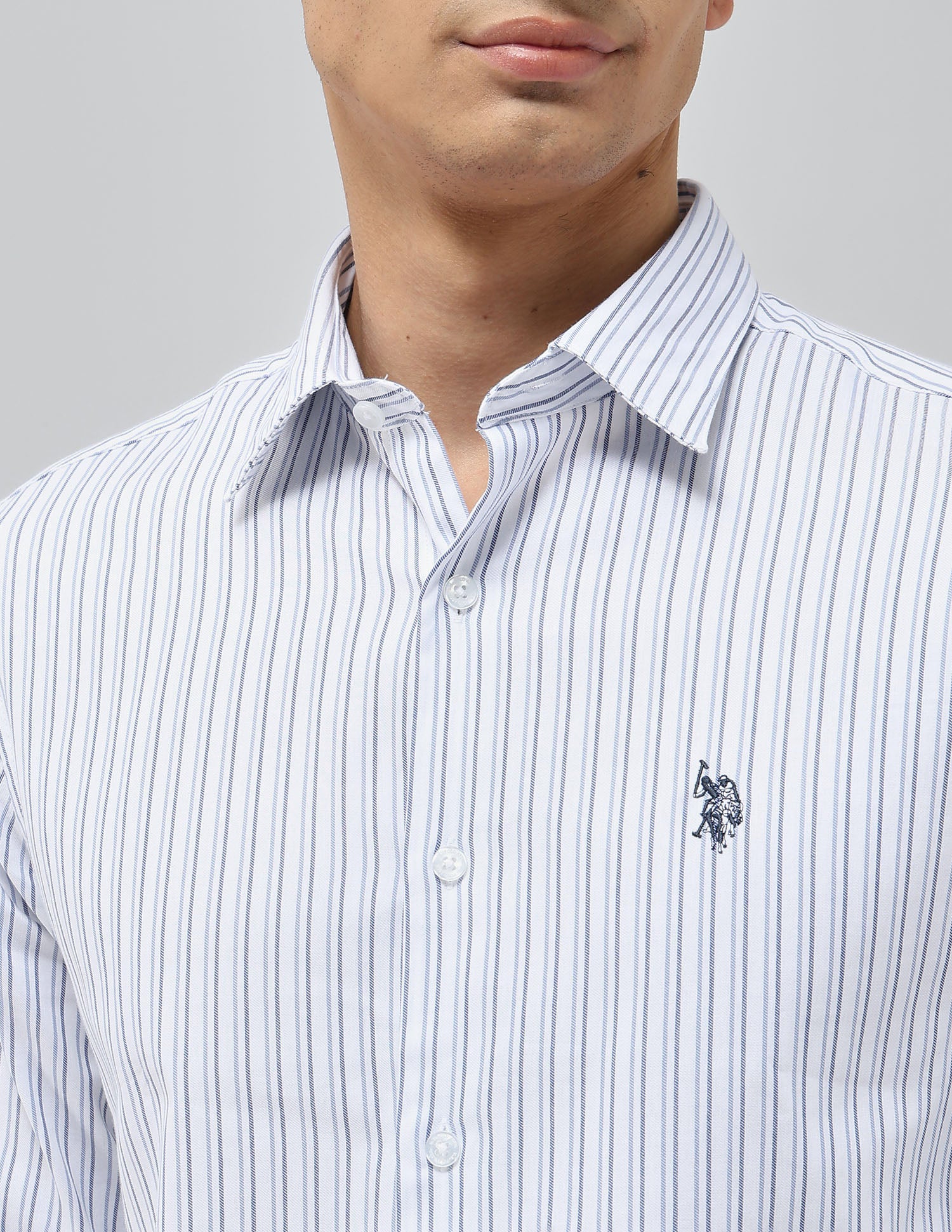 Dobby Tailored Fit Shirt Blue - U.S. POLO ASSN. | Large