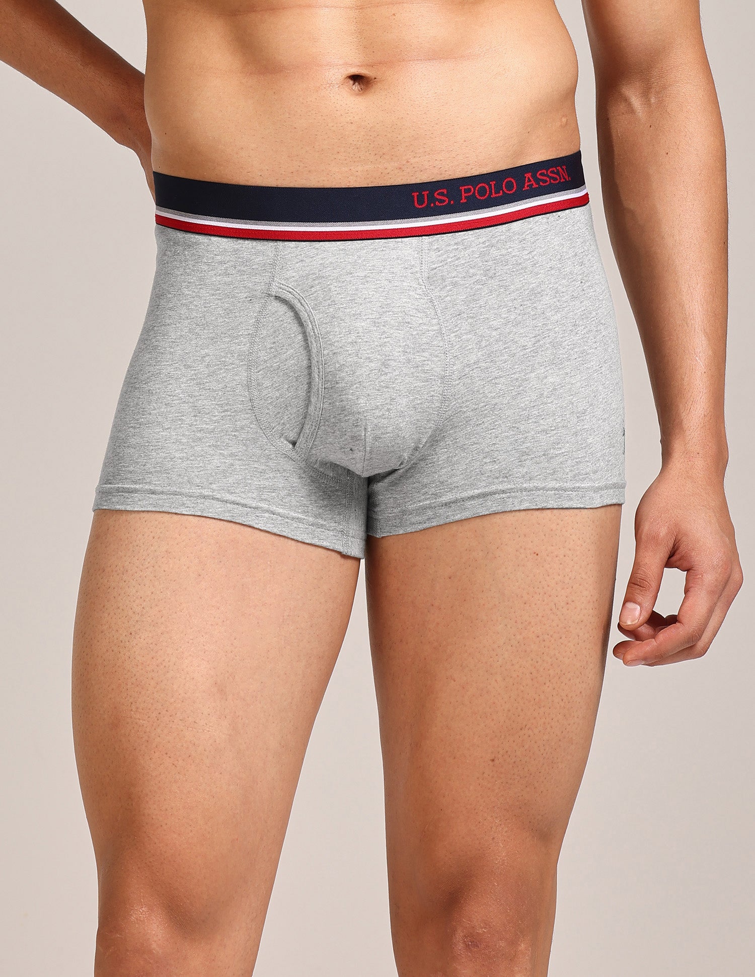 Men's Cotton Trunk - Pack Of 2 Navy, Grey Melange - U.S. Polo Assn. India | Large