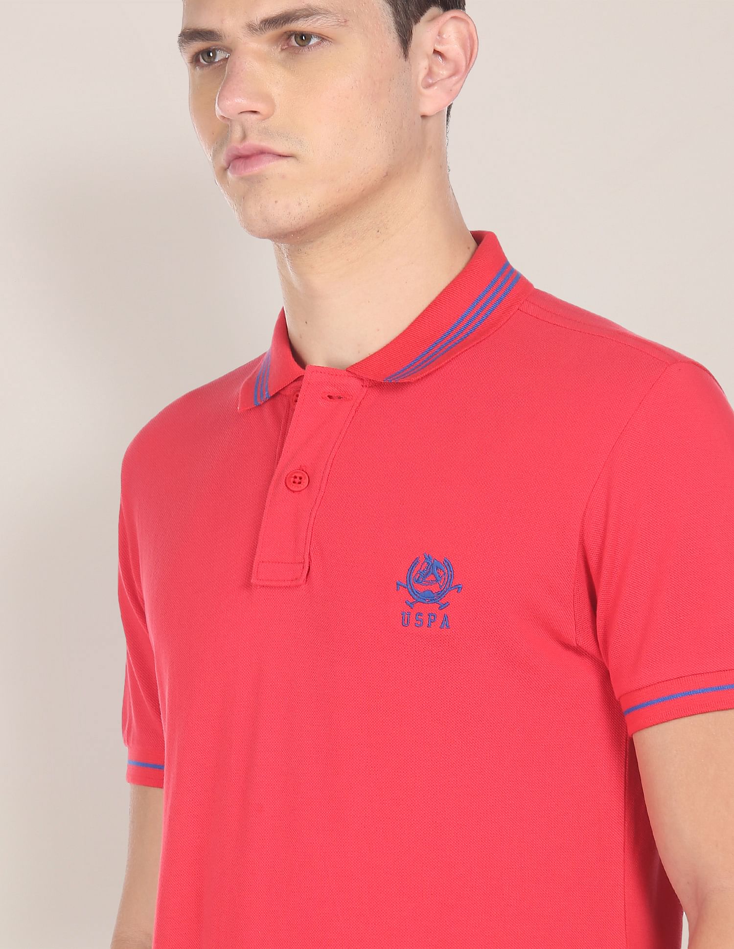 Cotton Solid Polo Shirt Coral Red - U.S. POLO ASSN. | Large