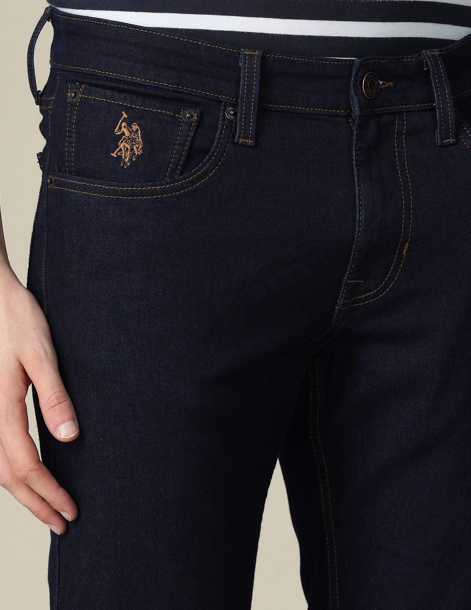 Brandon Slim Tapered Fit Blue Jeans Dark Indigo - U.S. POLO ASSN. | Large