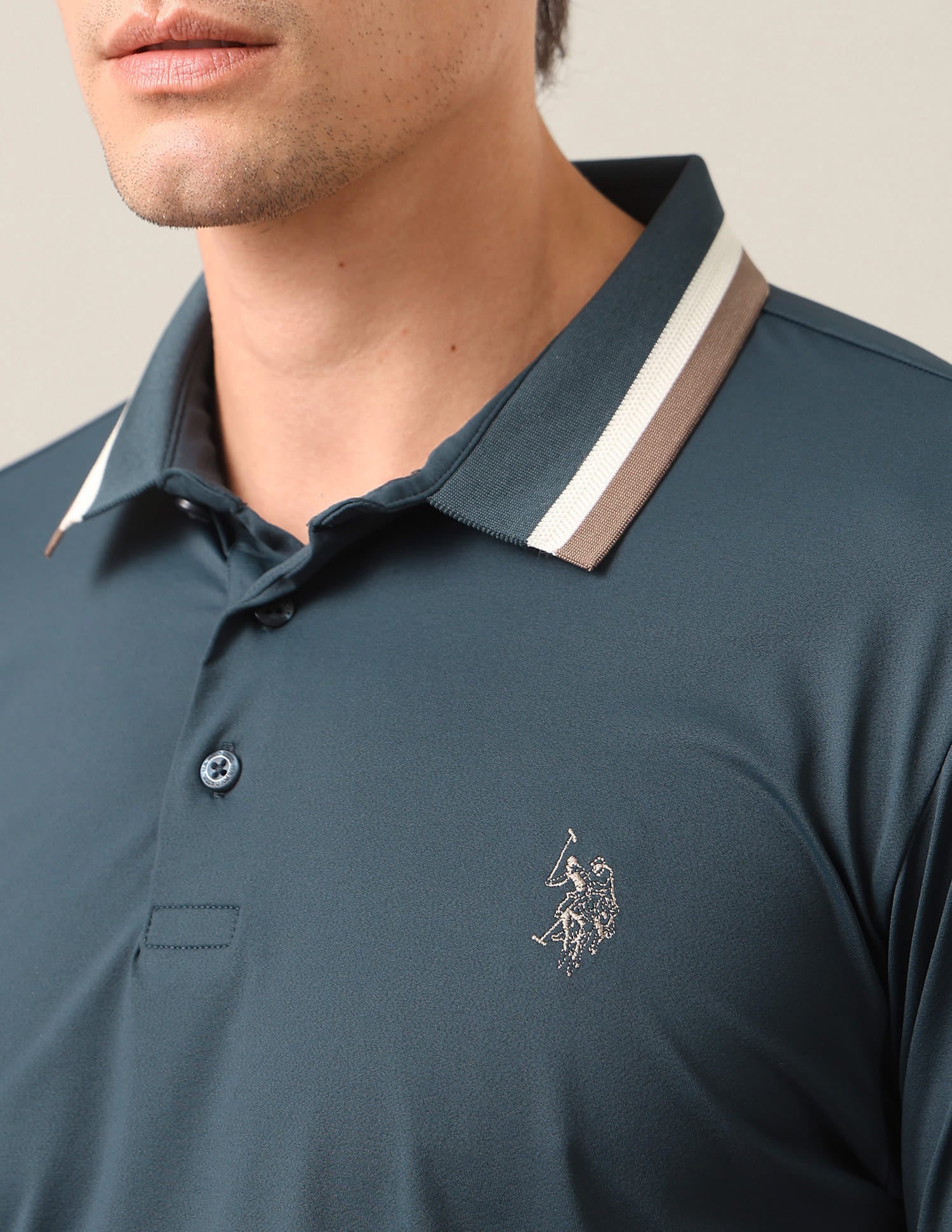 Solid Slim Fit Polo Shirt Green - U.S. Polo Assn. India | Large