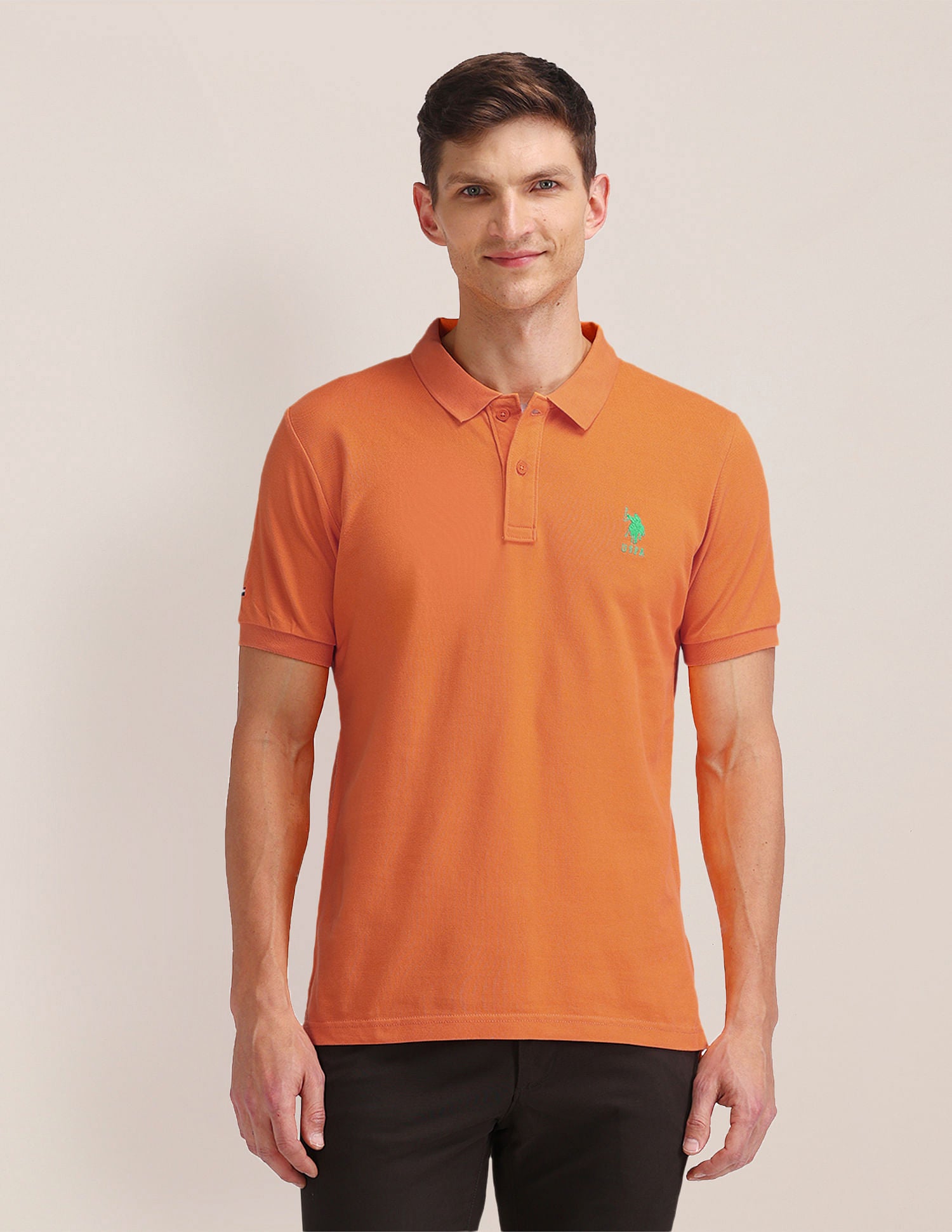 Slim Fit Solid Polo Shirt Orange - U.S. POLO ASSN. | Large