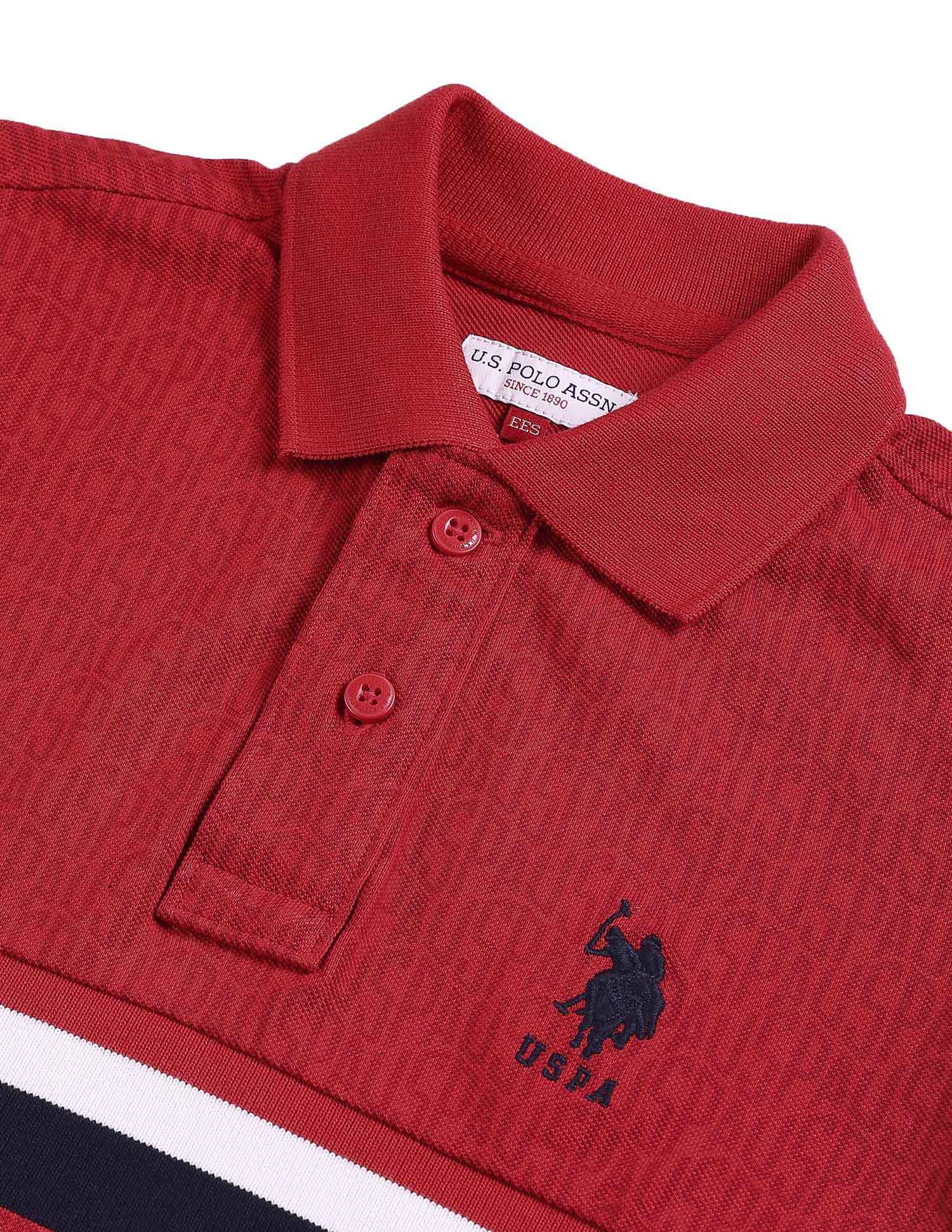 Regular fit Striped Polo Shirt Red - U.S. Polo Assn. India | Large