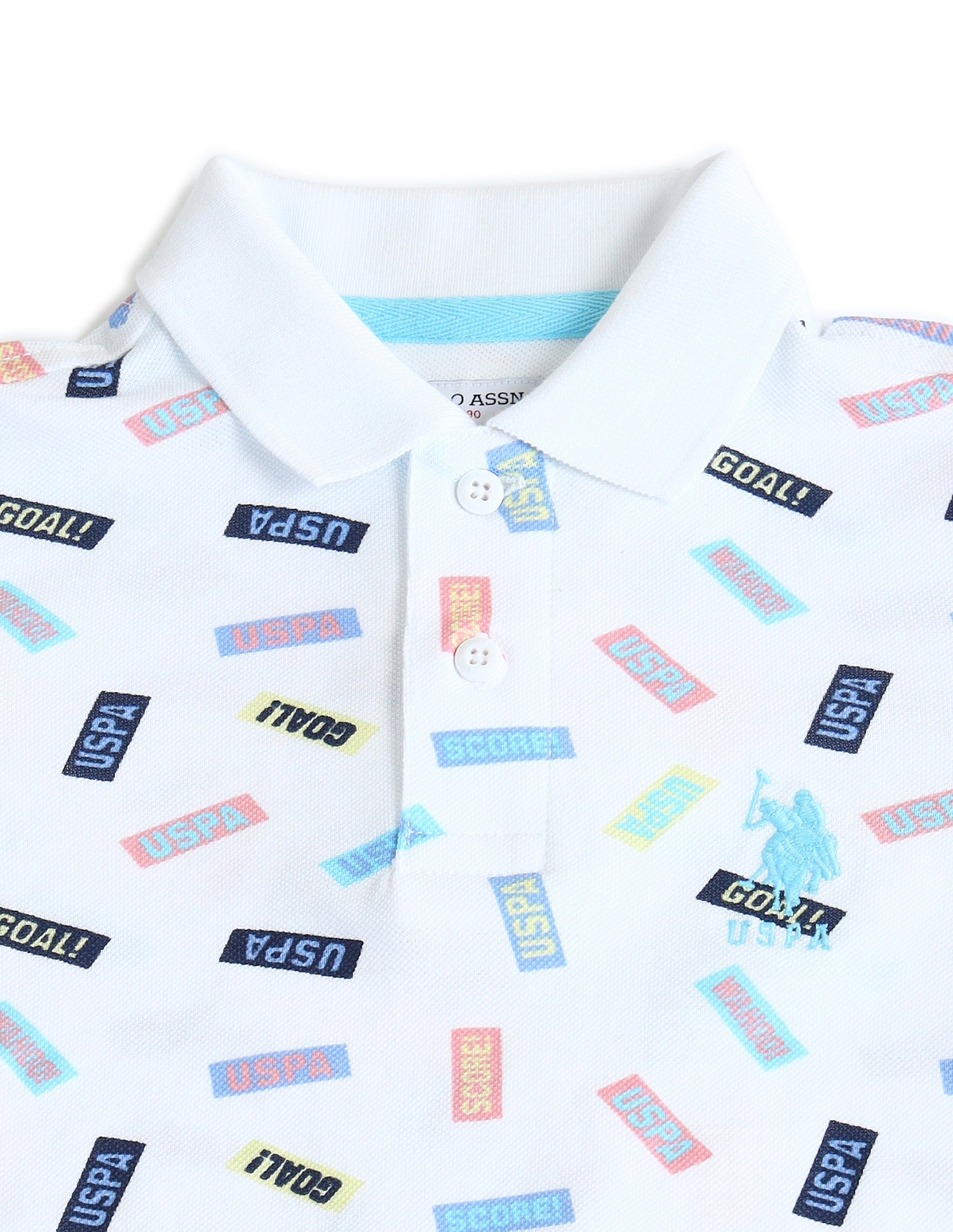 Boys Brand Printed Regular Fit Polo Shirts White - U.S. POLO ASSN. | Large