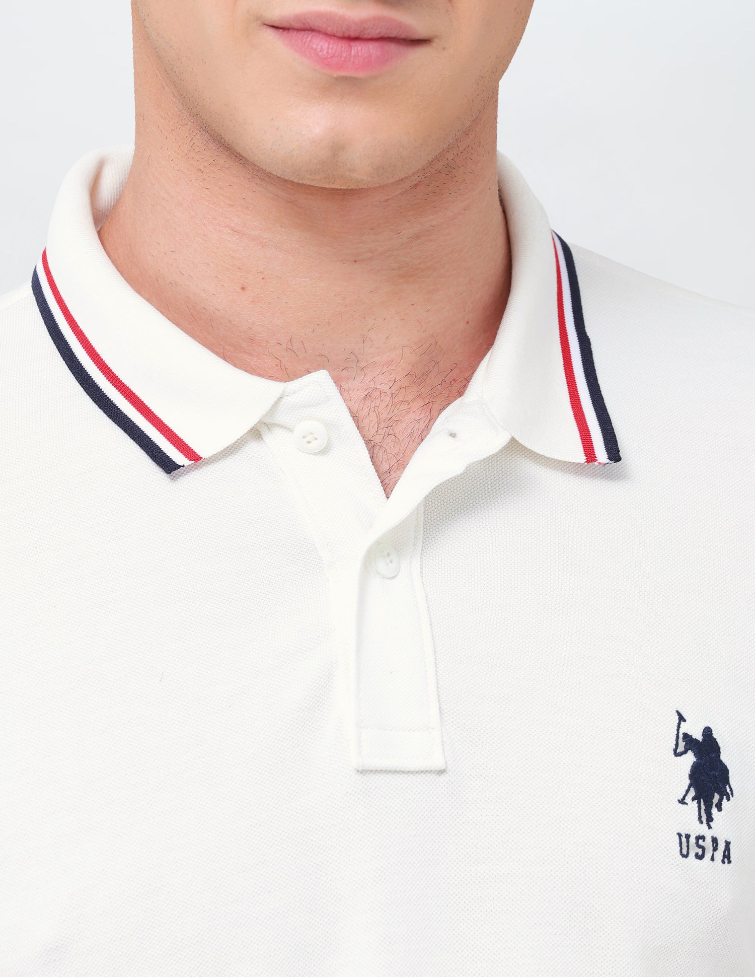 Solid Regular Fit Polo Shirt Off White - U.S. Polo Assn. India | Large